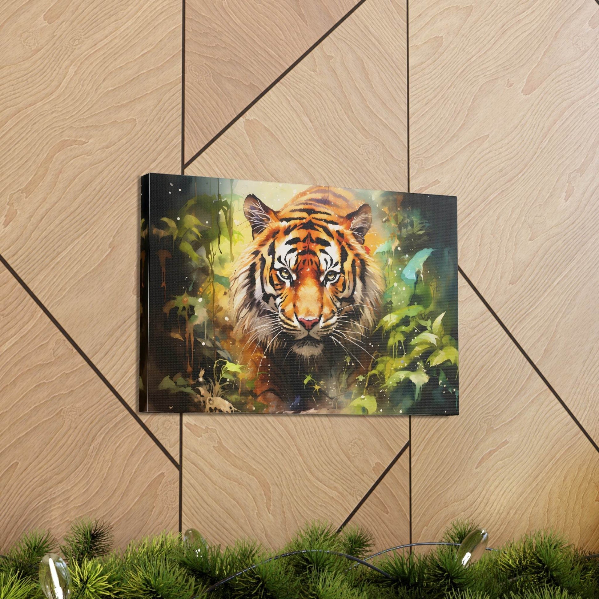 Watercolor Tiger In Nature Art Canvas Gallery Wraps Tiger Print Large Canvas Art Animal Wall Art minimalist Wall Art Lover Gift - Giftsmojo