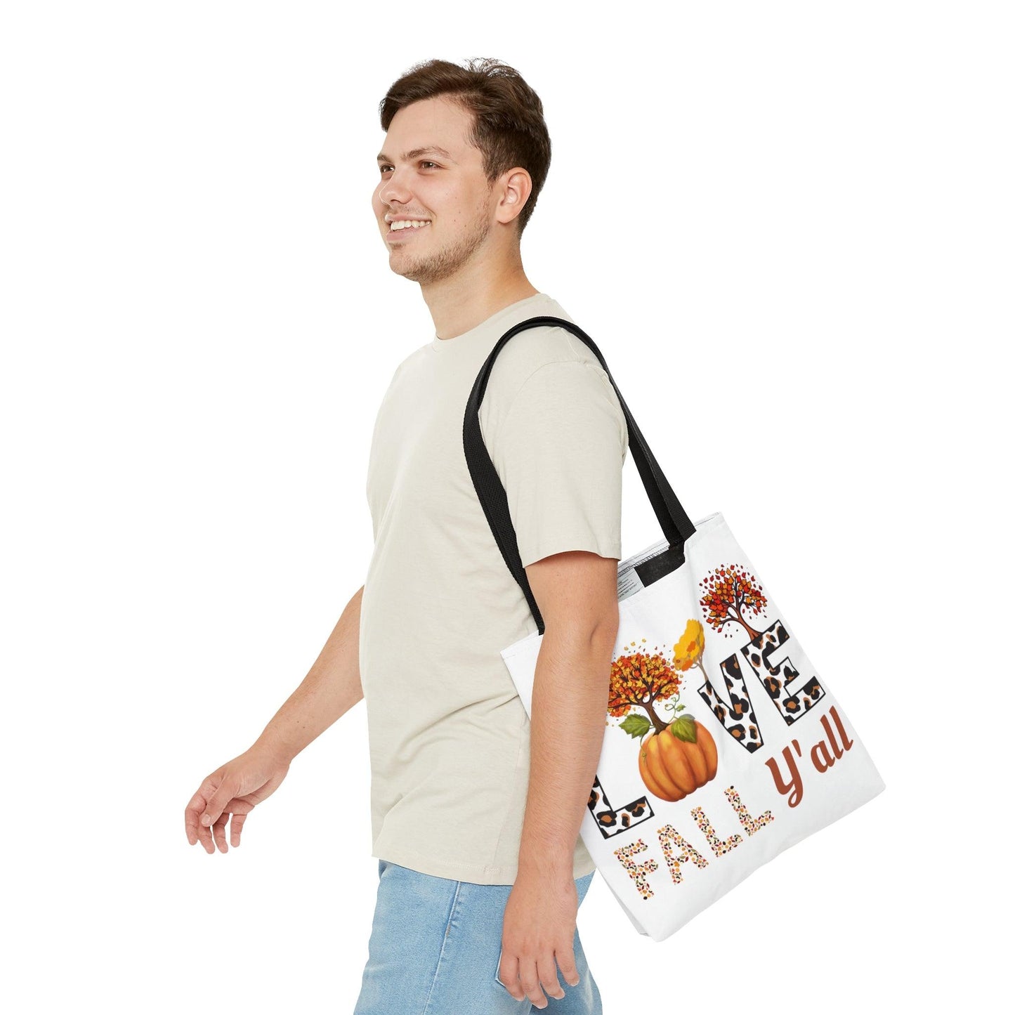 Love Fall Pumpkin Tote Bag Cute Market Bag, Eco Friendly Grocery Bag - Aesthetic Bag, Fall Tote Bag, Mom Bag Canvas Bag Pumpkin spice latte