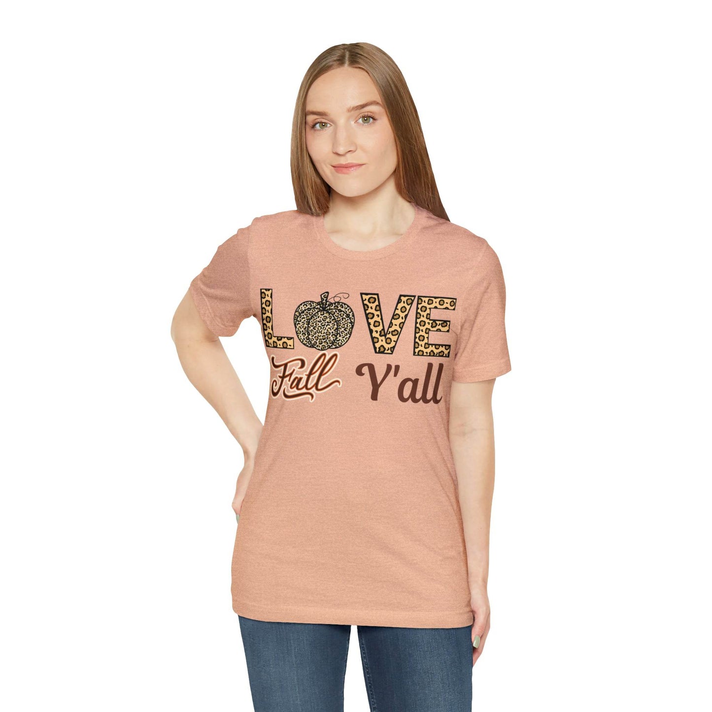 Leopard Print Love Fall Y'all Shirt, Pumpkin Shirt, Fall Shirt for Fall Lovers, Fall Gift - Giftsmojo