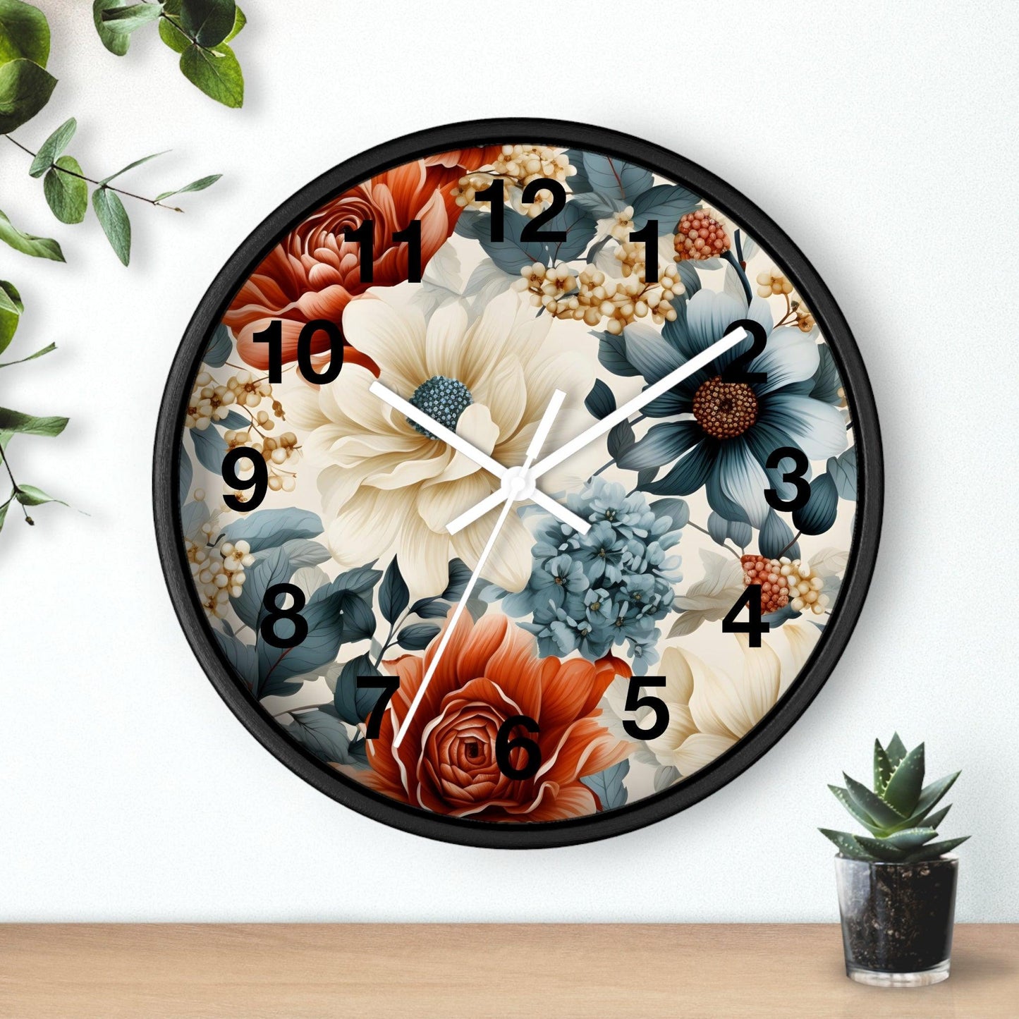Flower Wall Clock Floral Wall Clock Kids Room Home Decor New Home House Warming Gift New Home Owner, Dorm Room Clock Collage Student Clock