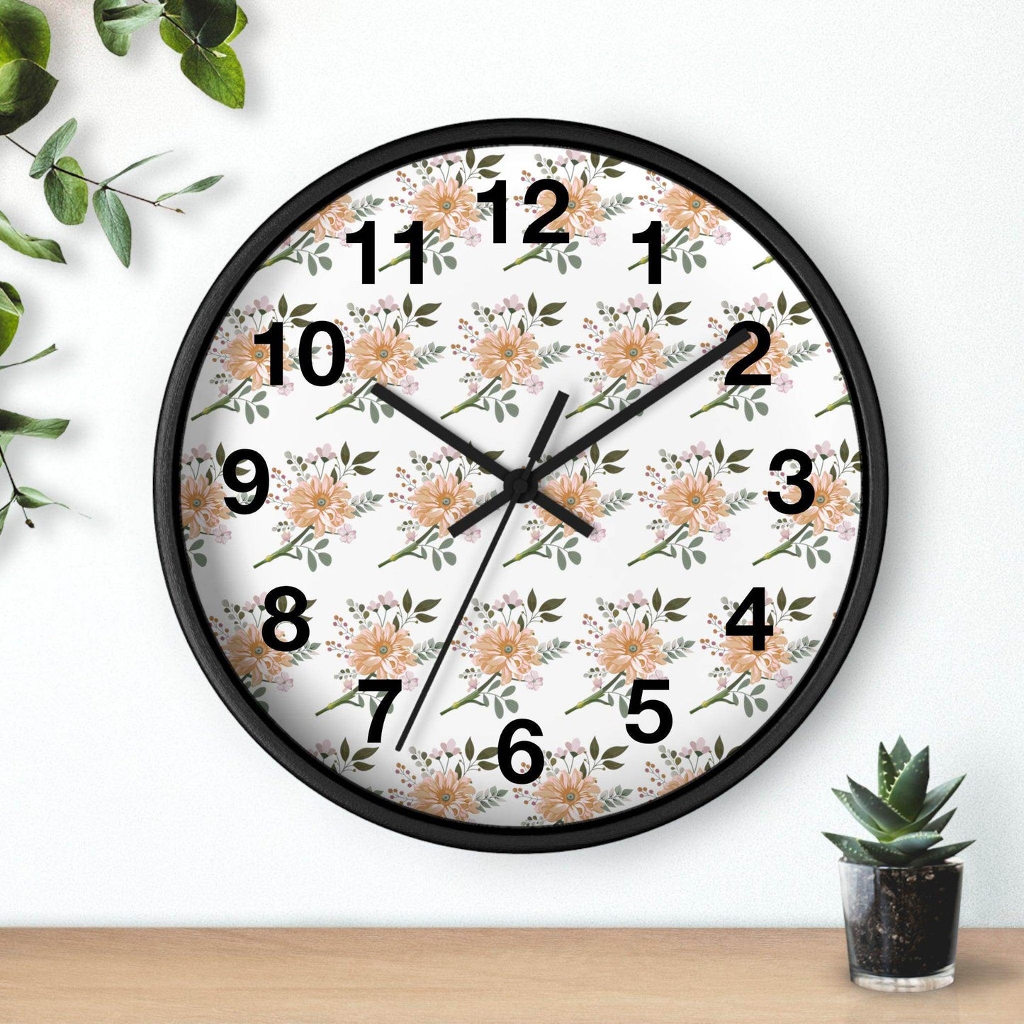 Flower wall clock, Wall clock. Floral Wall Clock, Home decor gift, House Warming gift, unique Gift, Mom gift - Giftsmojo