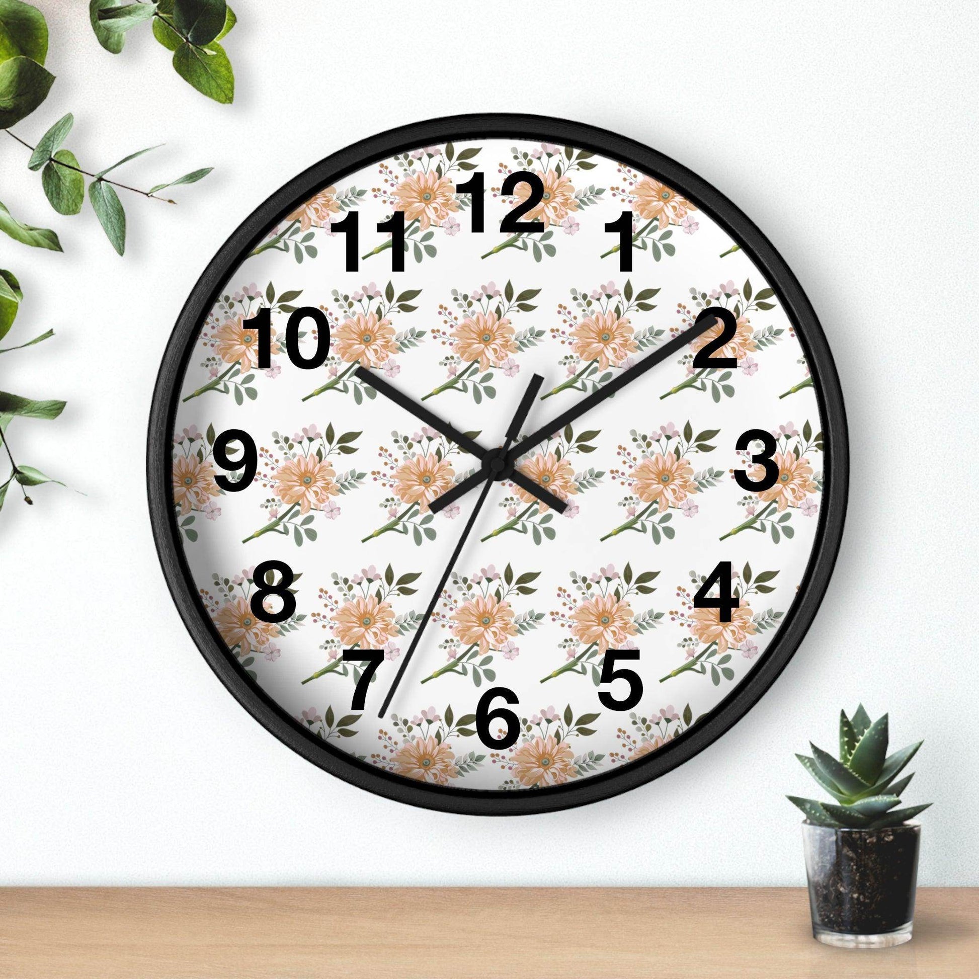 Flower wall clock, Wall clock. Floral Wall Clock, Home decor gift, House Warming gift, unique Gift, Mom gift - Giftsmojo