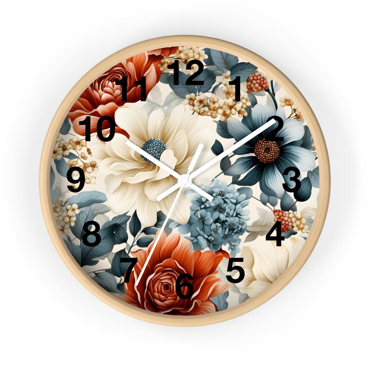 Flower Wall Clock Floral Wall Clock Kids Room Home Decor New Home House Warming Gift New Home Owner, Dorm Room Clock Collage Student Clock