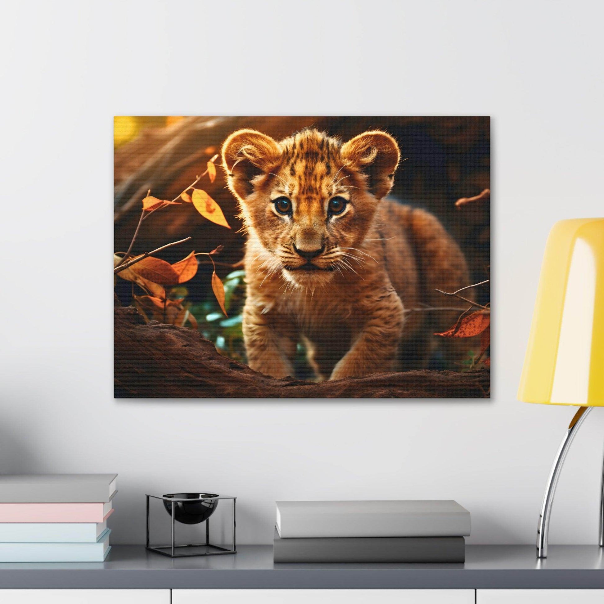 Baby Lion Cub Print Animal Nature Art Safari Nursery Canvas Gallery Wraps Baby Lion Print Large Canvas Art Animal Wall Art Lover Gift - Giftsmojo