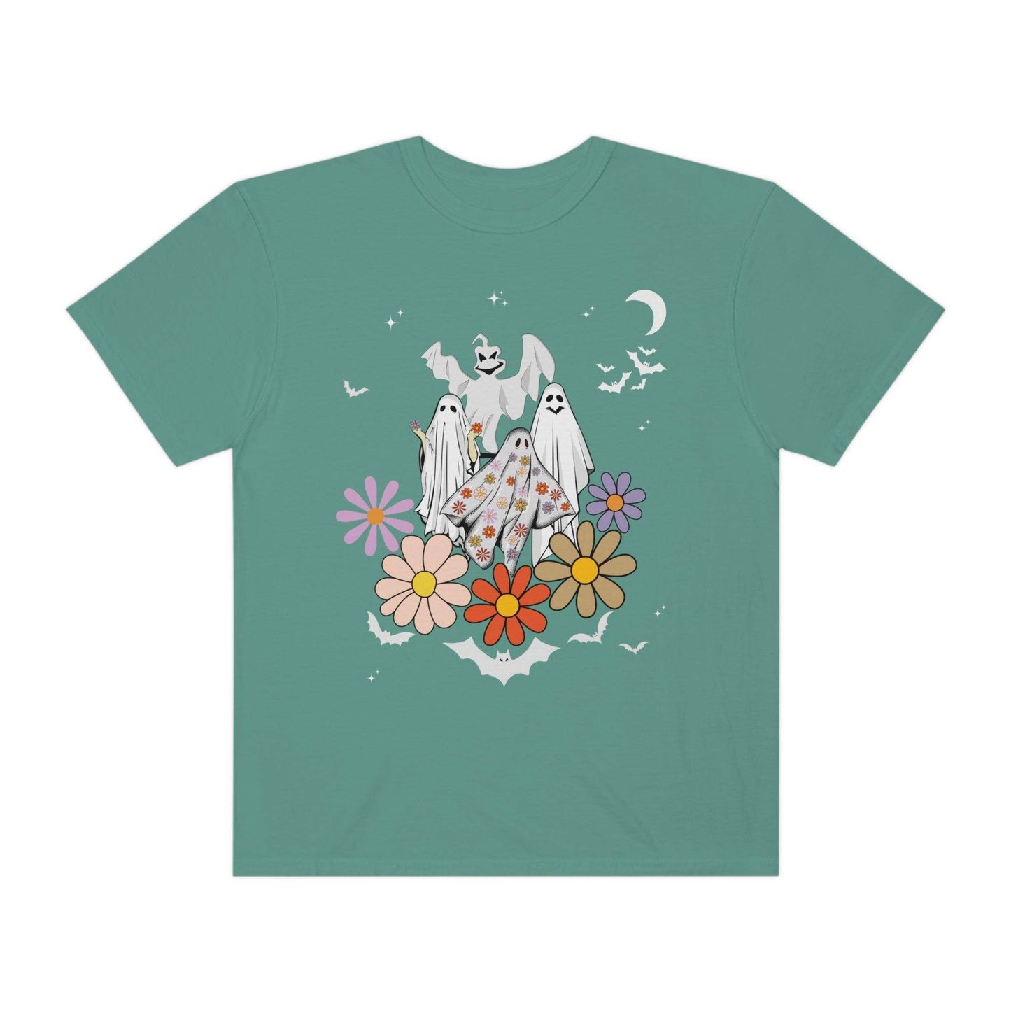 Floral Ghost Tshirt Retro Halloween Tshirt, Trick or Treat shirt, Vintage Shirt Halloween Shirt - Giftsmojo