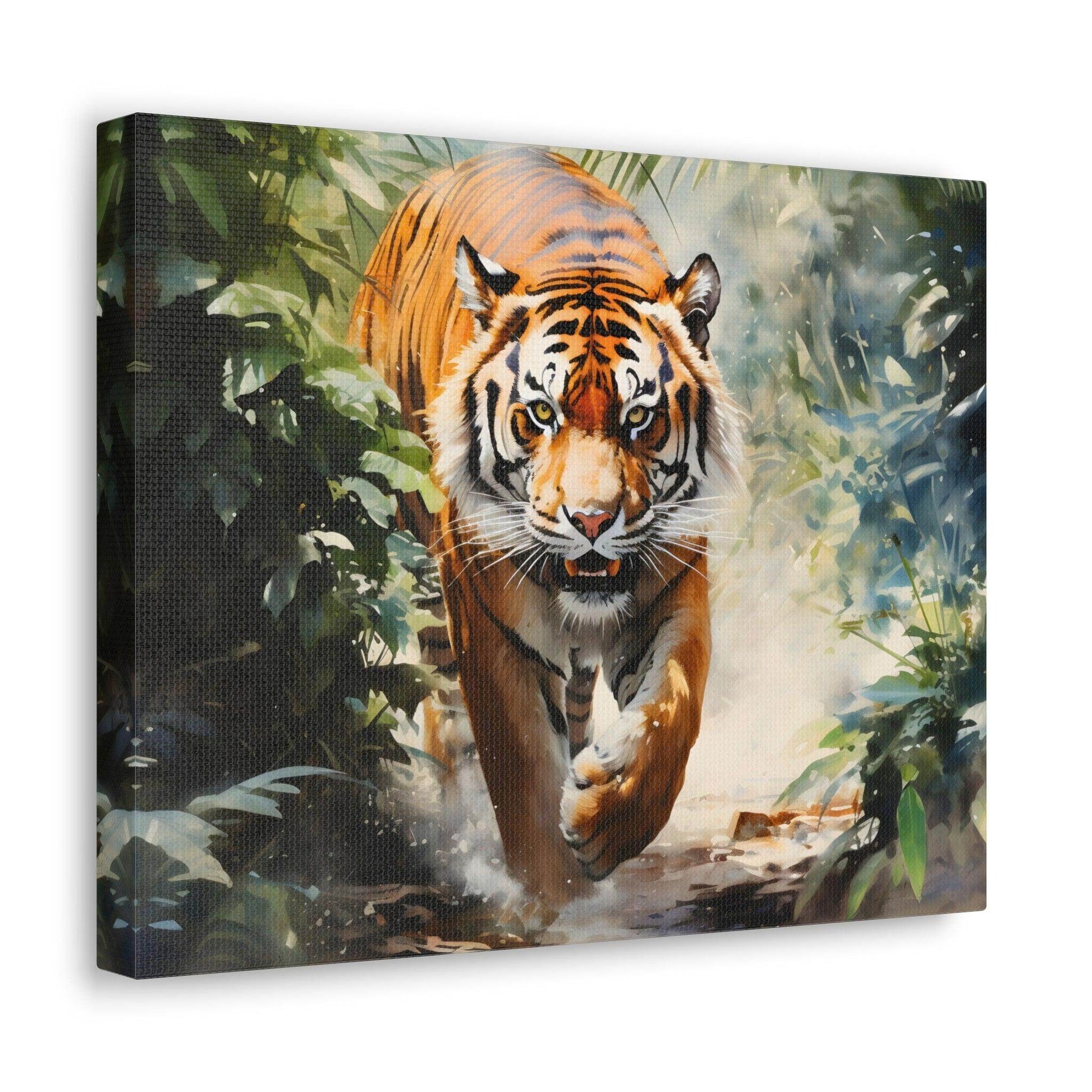 Watercolor Tiger In Nature Art Canvas Gallery Wraps Tiger Print Large Canvas Art Animal Wall Art minimalist Wall Art Lover Gift - Giftsmojo