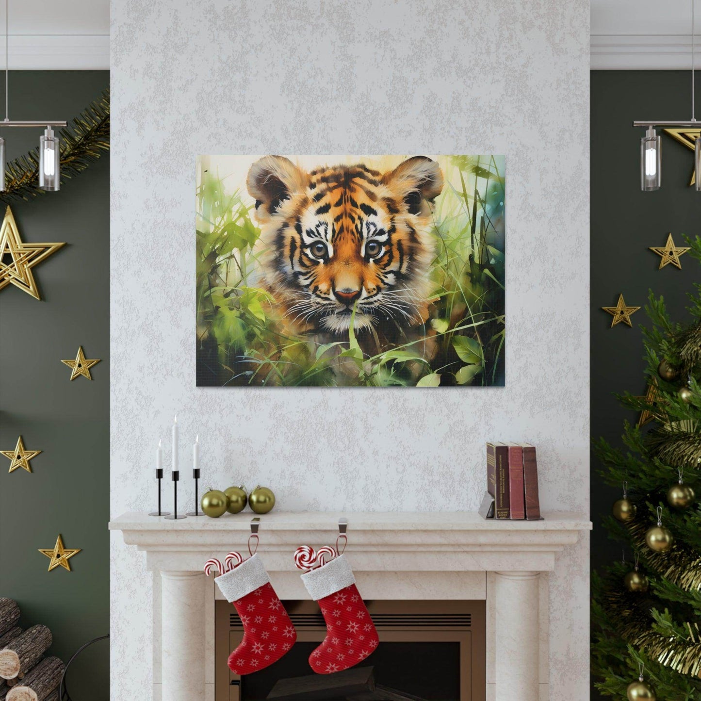 Watercolor Baby Tiger In Nature Art Canvas Gallery Wraps Tiger Print Large Canvas Art Animal Wall Art minimalist Wall Art Lover Gift - Giftsmojo
