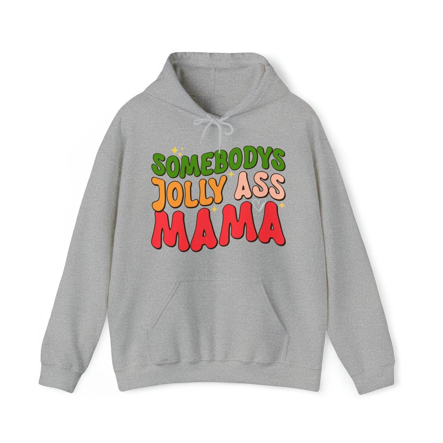 Funny Groovy Retro Christmas - Somebodys Jolly Ass MAMA Christmas Hooded Sweatshirt - Giftsmojo