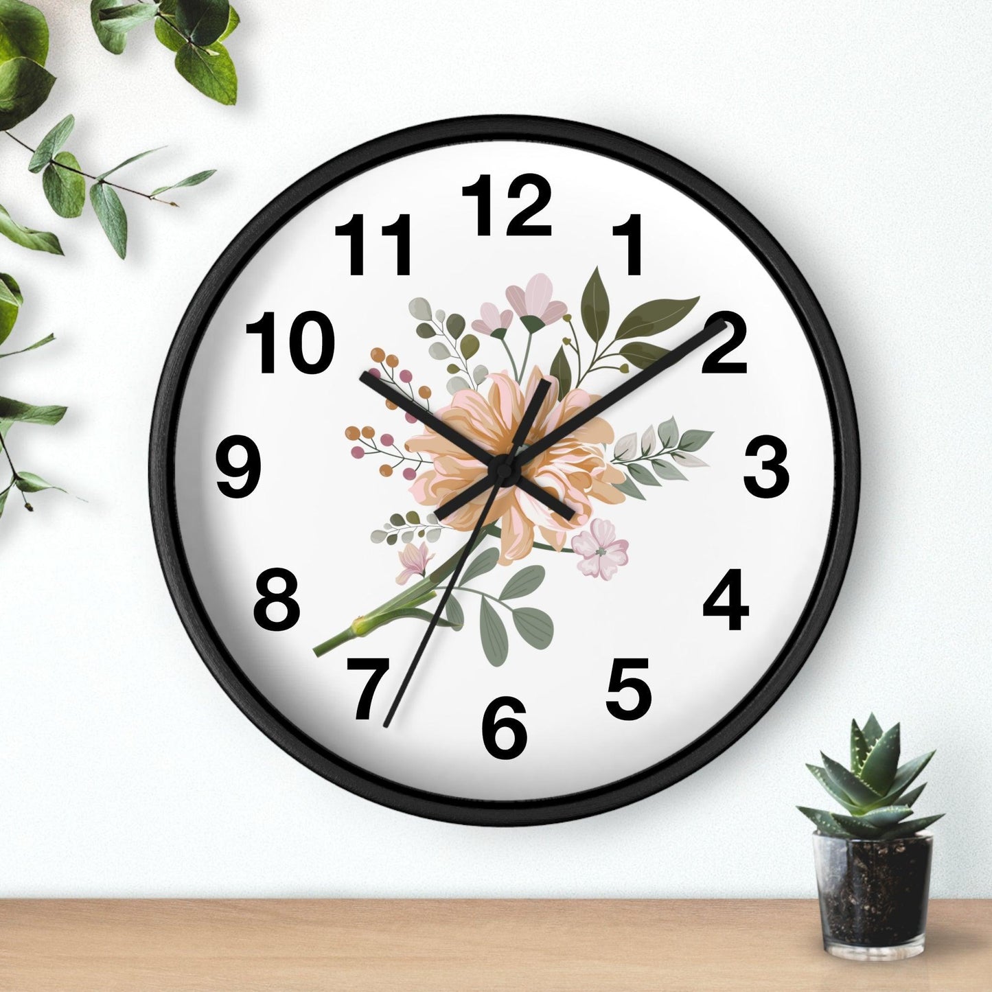 Flower Wall Clock Floral Wall Clock Home Decor Gift House Warming Gift - Mom Gift Unique Gift Farmhouse Clocks For Wall Living Room Bedroom