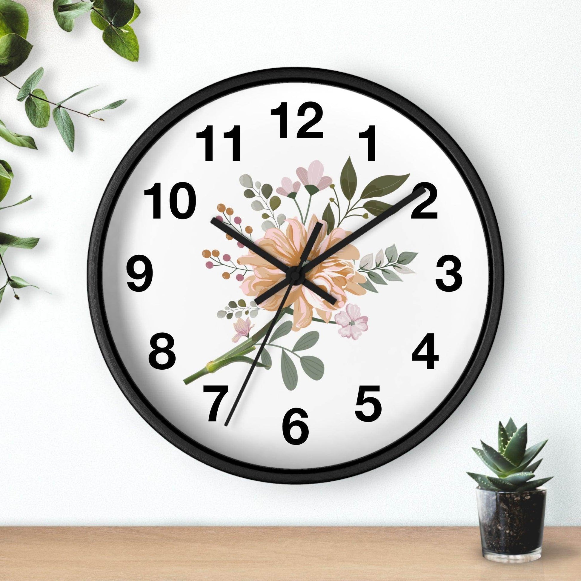 Flower Wall Clock Floral Wall Clock Home Decor Gift House Warming Gift - Mom Gift Unique Gift Farmhouse Clocks For Wall Living Room Bedroom - Giftsmojo