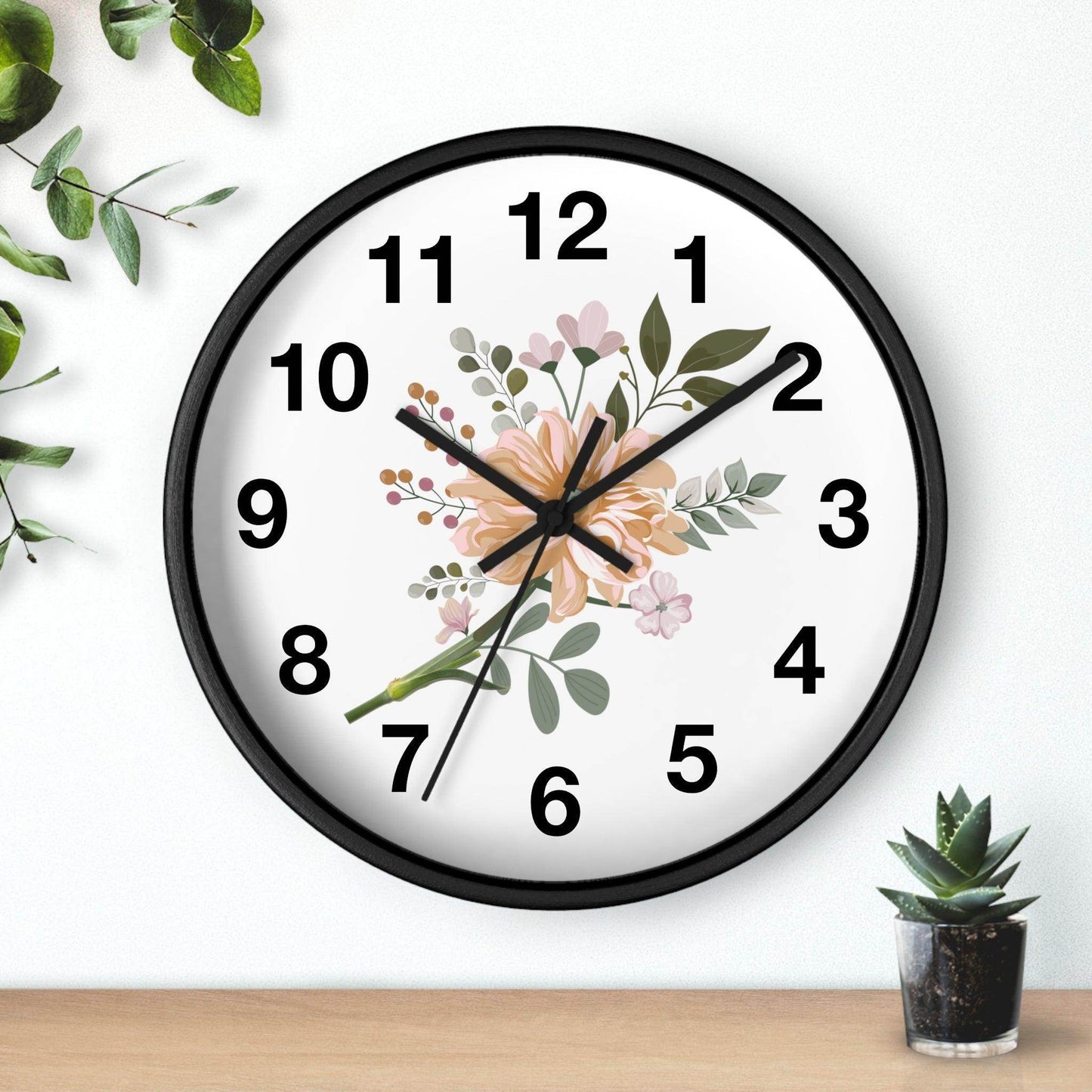 Flower Wall Clock Floral Wall Clock Home Decor Gift House Warming Gift - Mom Gift Unique Gift Farmhouse Clocks For Wall Living Room Bedroom - Giftsmojo