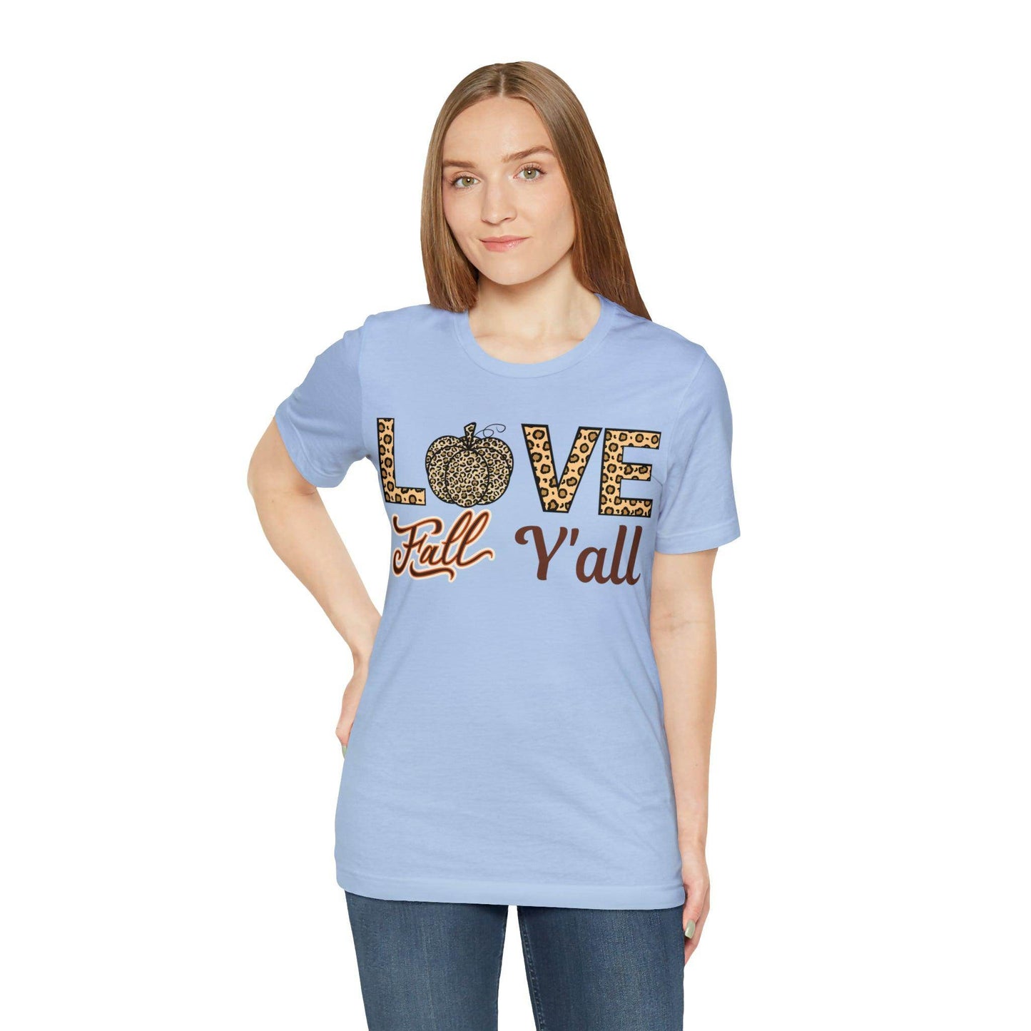 Leopard Print Love Fall Y'all Shirt, Pumpkin Shirt, Fall Shirt for Fall Lovers, Fall Gift - Giftsmojo
