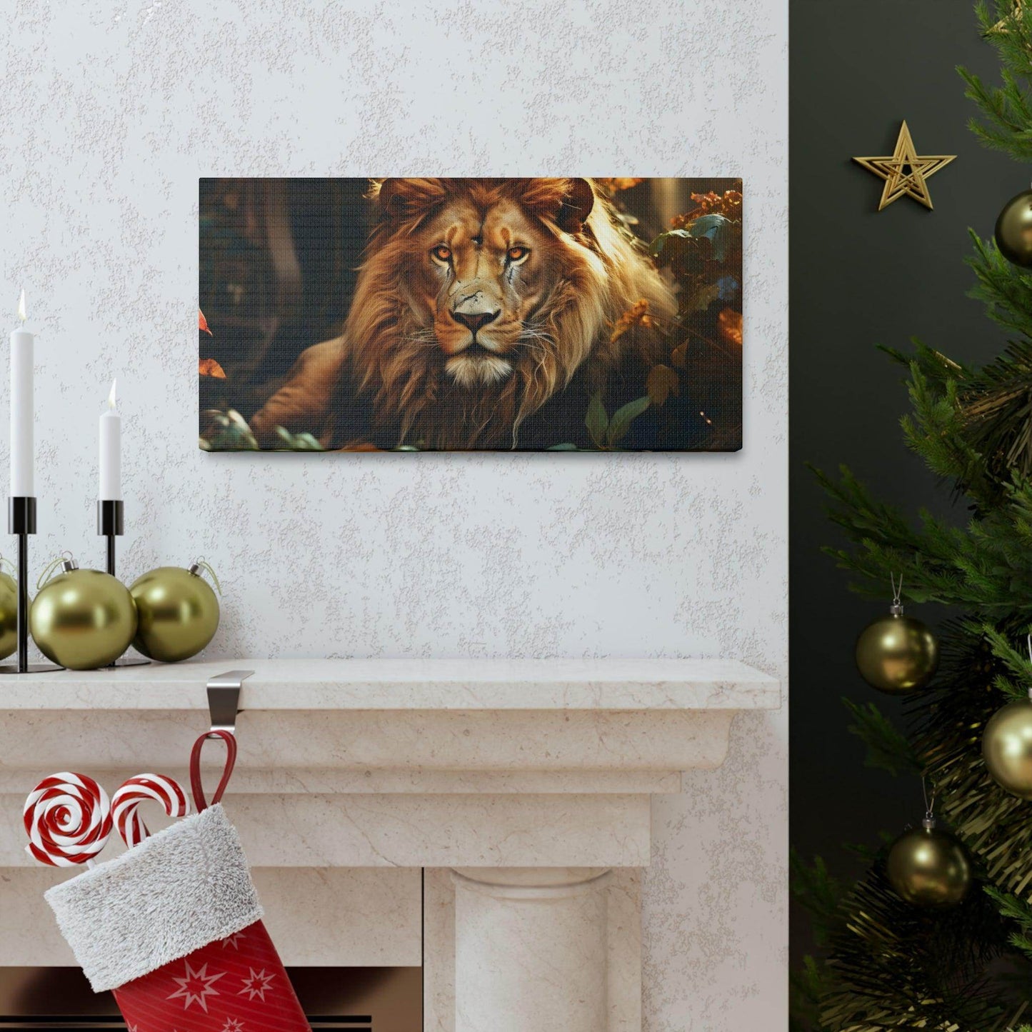 Lion In Nature Art Canvas Gallery Wraps Lion Print Large Canvas Art Animal Wall Art minimalist Wall Art Lover Gift - Giftsmojo