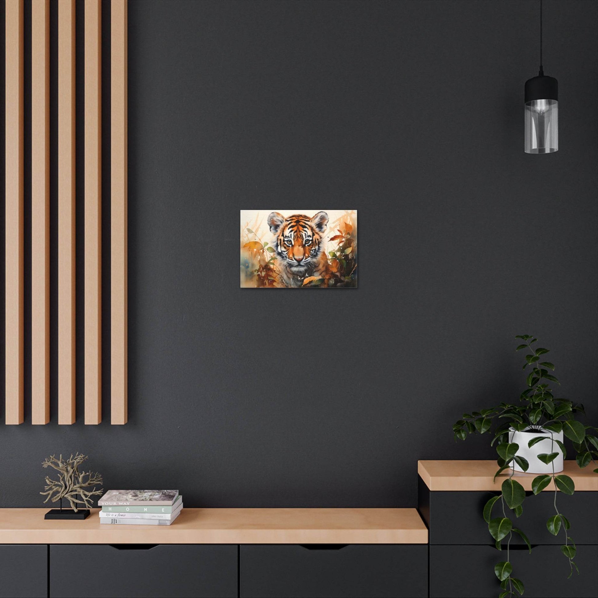 Watercolor Baby Tiger In Nature Art Canvas Gallery Wraps Tiger Print Large Canvas Art Animal Wall Art minimalist Wall Art Lover Gift - Giftsmojo