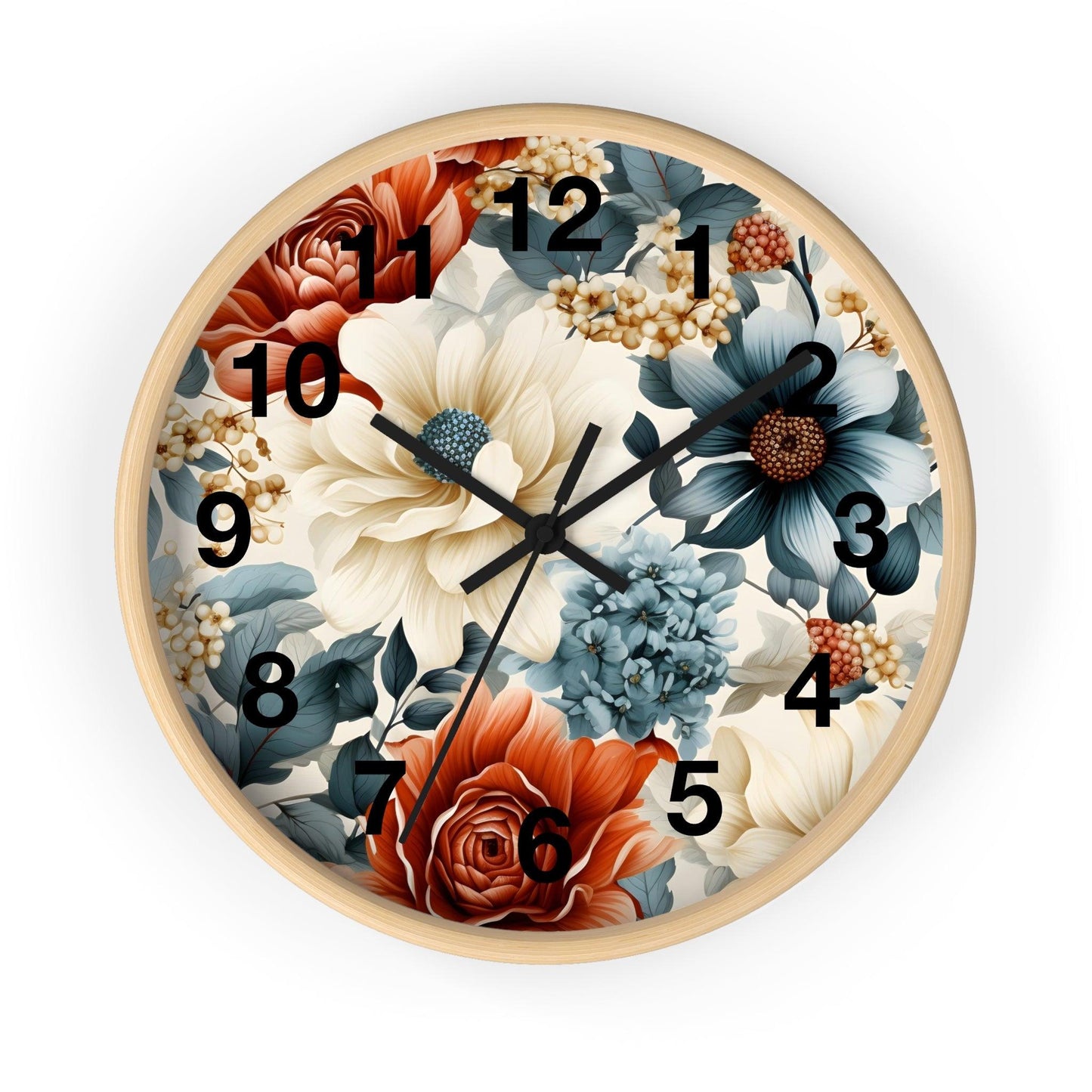 Flower Wall Clock Floral Wall Clock Kids Room Home Decor New Home House Warming Gift New Home Owner, Dorm Room Clock Collage Student Clock