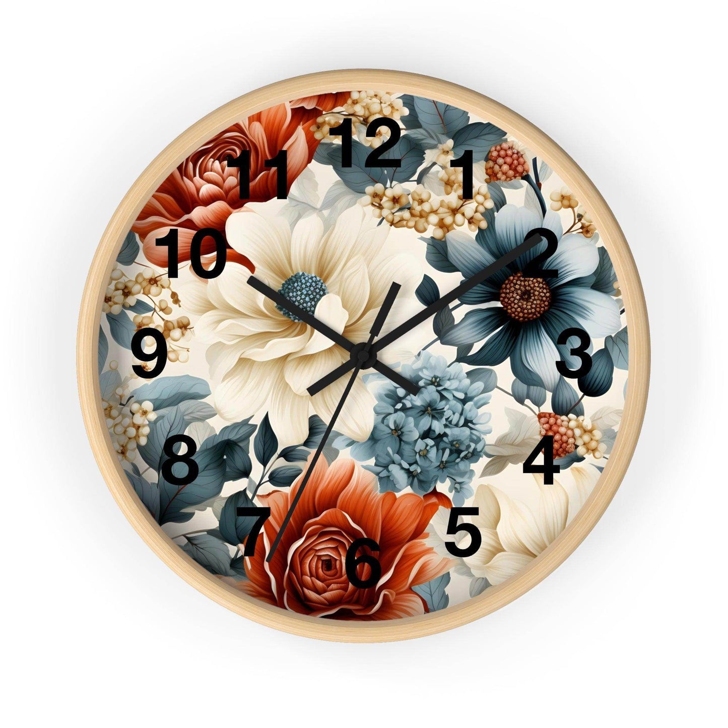 Flower Wall Clock Floral Wall Clock Kids Room Home Decor New Home House Warming Gift New Home Owner, Dorm Room Clock Collage Student Clock - Giftsmojo