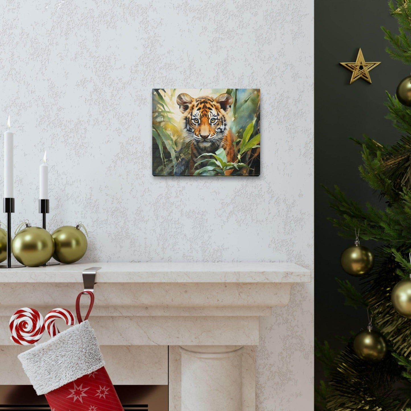 Watercolor Baby Tiger In Nature Art Canvas Gallery Wraps Tiger Print Large Canvas Art Animal Wall Art minimalist Wall Art Lover Gift - Giftsmojo