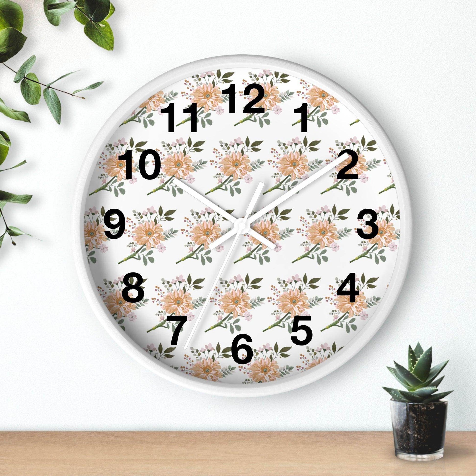 Flower wall clock, Wall clock. Floral Wall Clock, Home decor gift, House Warming gift, unique Gift, Mom gift - Giftsmojo