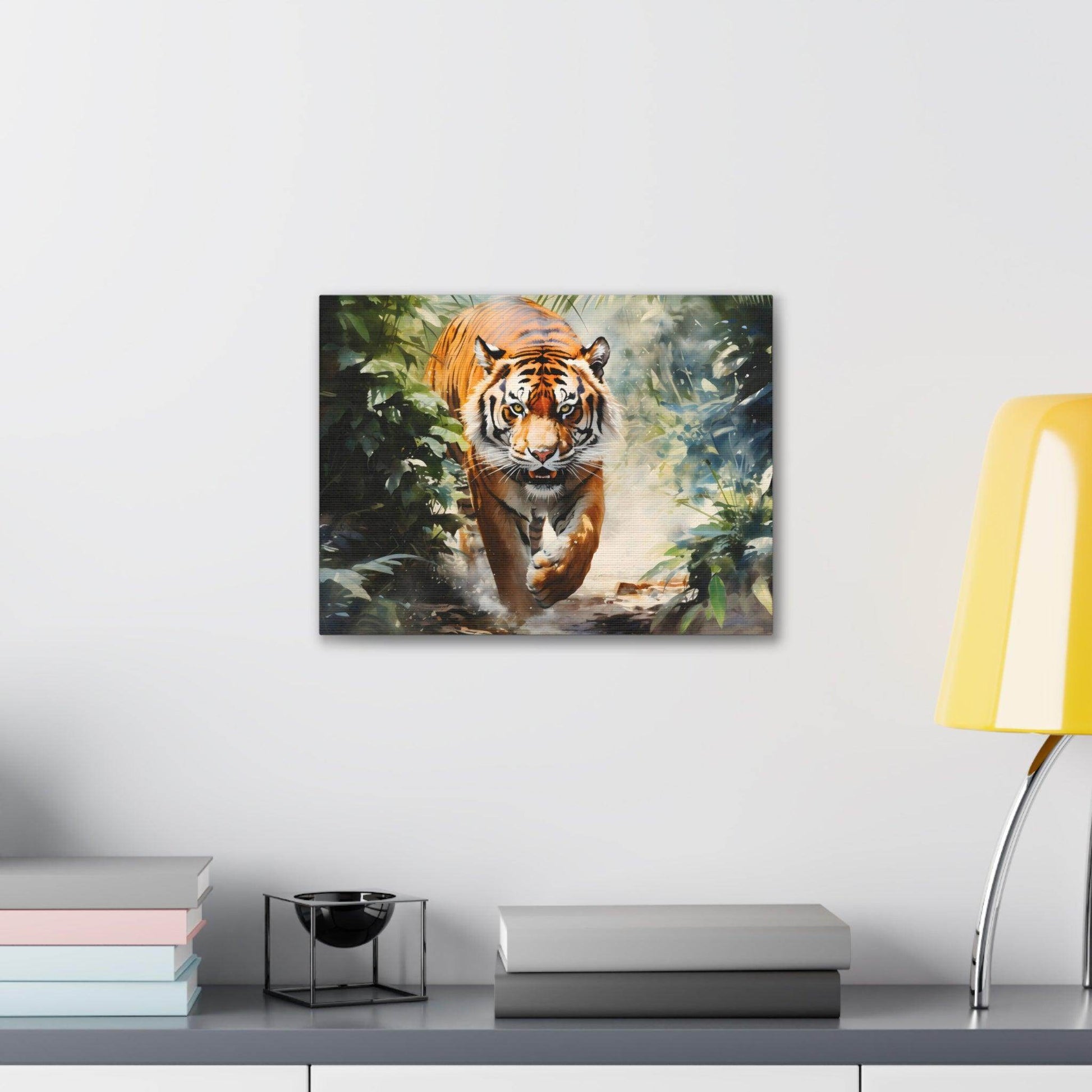 Watercolor Tiger In Nature Art Canvas Gallery Wraps Tiger Print Large Canvas Art Animal Wall Art minimalist Wall Art Lover Gift - Giftsmojo
