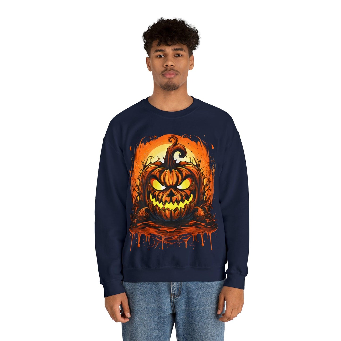 "Scary Jack O' Lantern Retro Halloween Sweatshirt: Elevate Your Halloween Styl - Giftsmojo