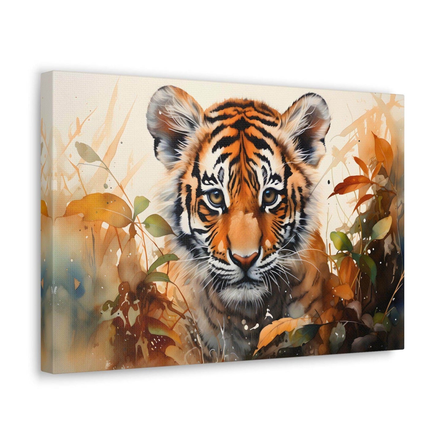 Watercolor Baby Tiger In Nature Art Canvas Gallery Wraps Tiger Print Large Canvas Art Animal Wall Art minimalist Wall Art Lover Gift - Giftsmojo
