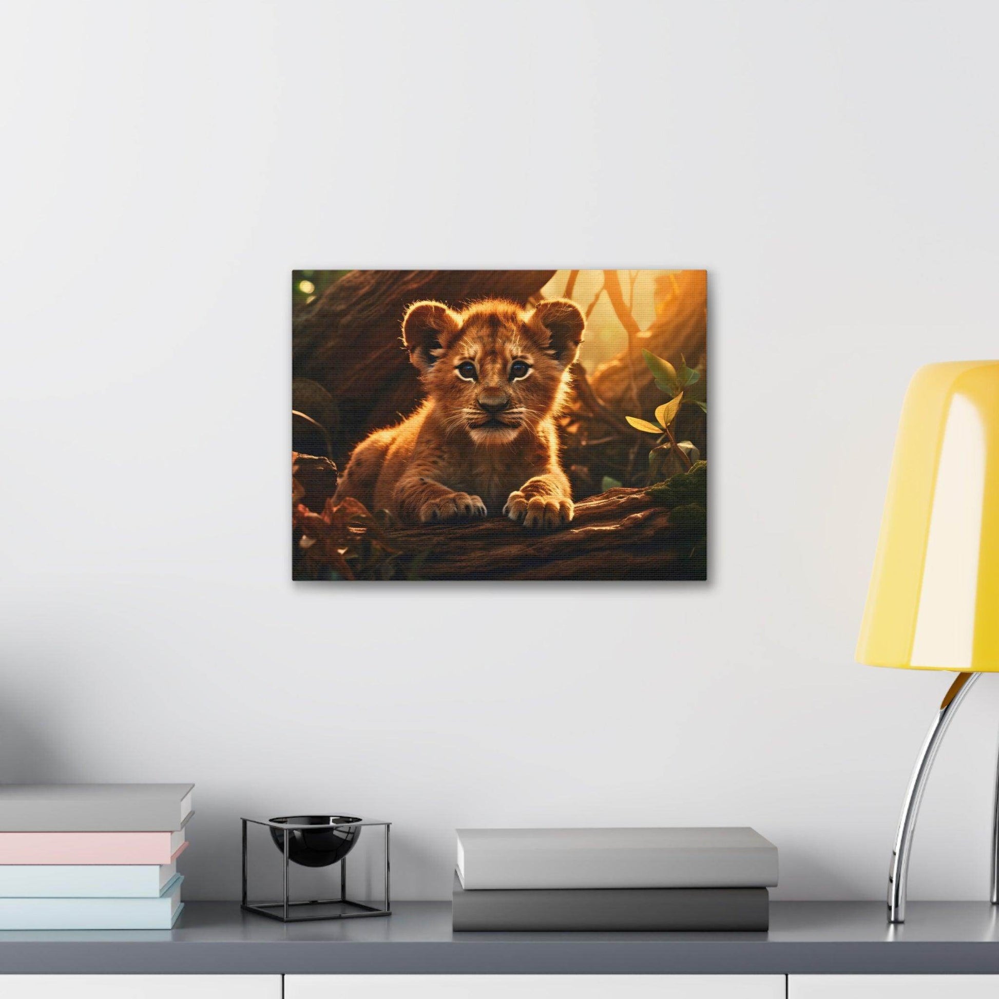 Baby Lion Cub Print Animal Nature Art Safari Nursery Canvas Gallery Wraps Baby Lion Print Large Canvas Art Animal Wall Art Lover Gift - Giftsmojo
