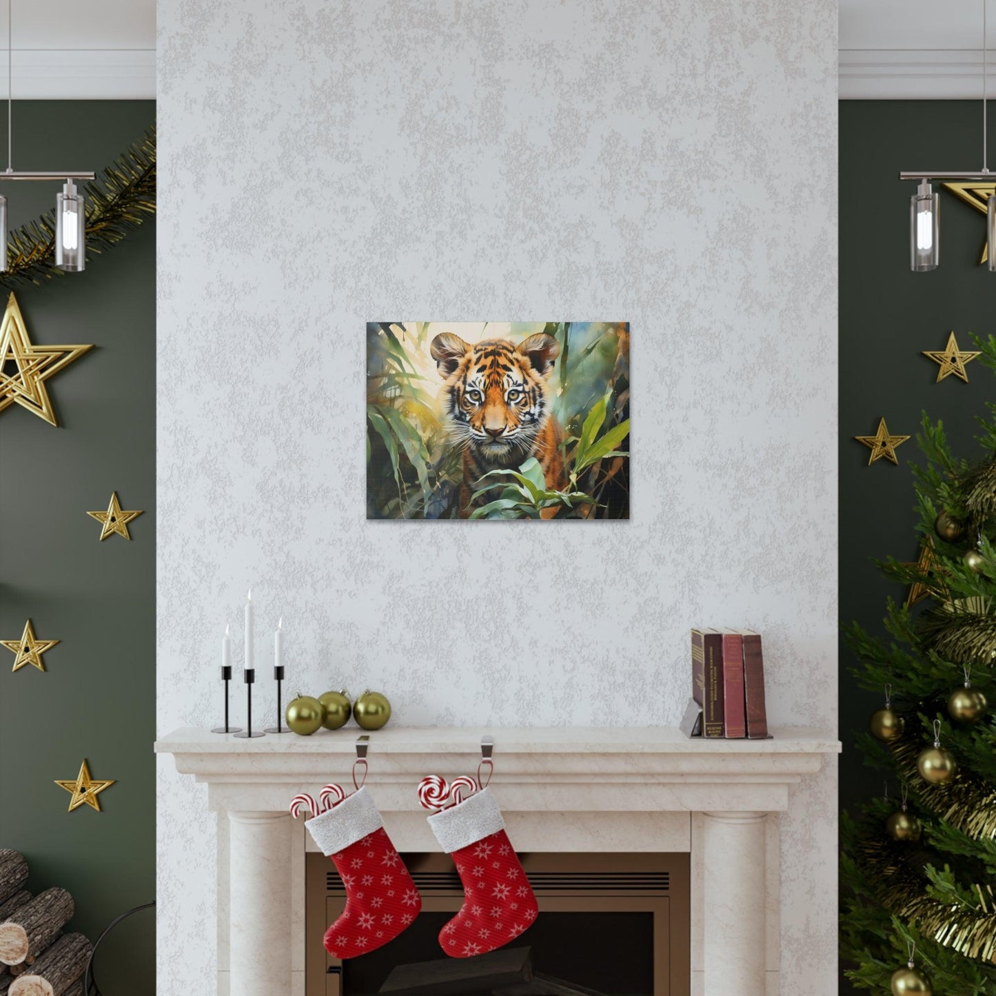 Watercolor Baby Tiger In Nature Art Canvas Gallery Wraps Tiger Print Large Canvas Art Animal Wall Art minimalist Wall Art Lover Gift - Giftsmojo