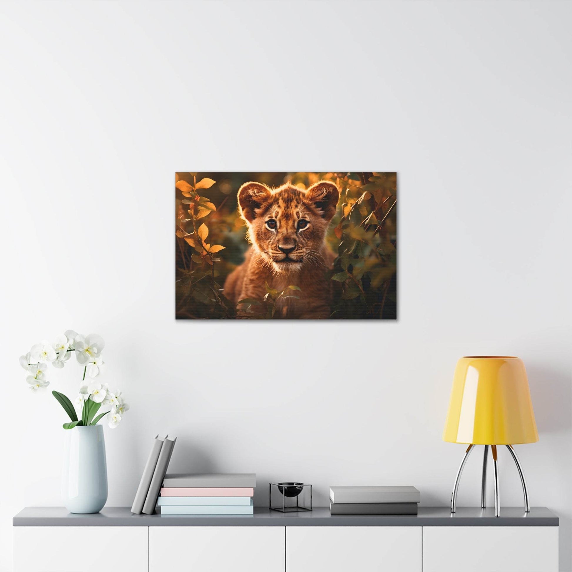 Baby Lion Cub Print Animal Nature Art Safari Nursery Canvas Gallery Wraps Baby Lion Print Large Canvas Art Animal Wall Art Lover Gift - Giftsmojo