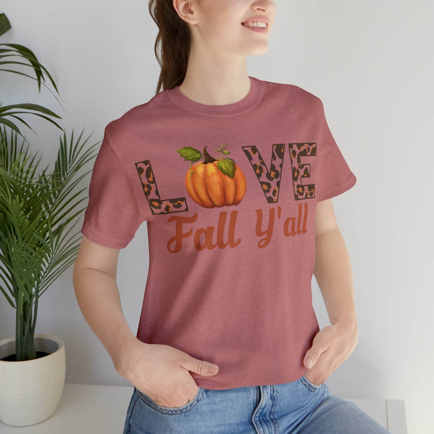 Leopard Print Love Fall Y'all Shirt, Pumpkin Shirt, Fall Shirt for Fall Lover, Fall gift - Giftsmojo