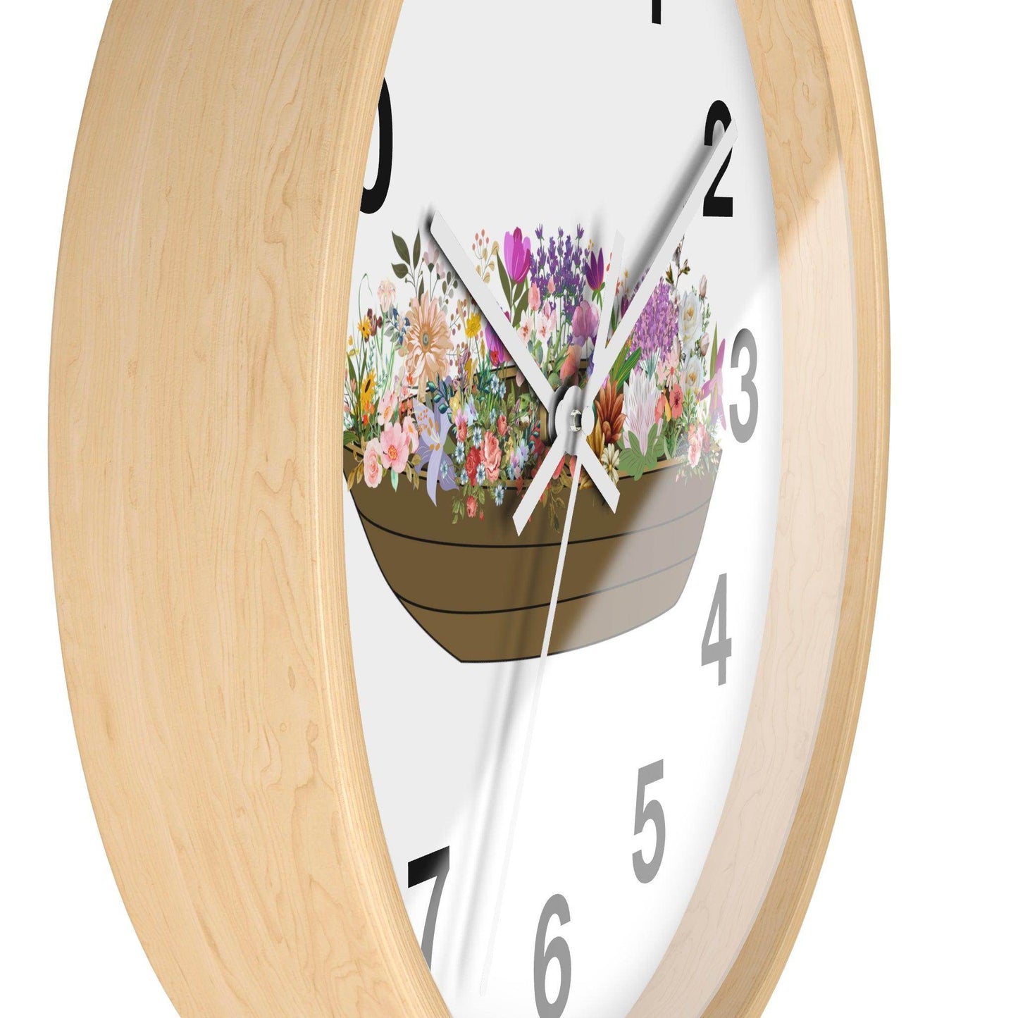 Boat Flower Wall Clock Floral Wall Clock Home Decor Gift House Warming gift - Unique Gift Farmhouse Clocks For Wall Living Room Bedroom - Giftsmojo