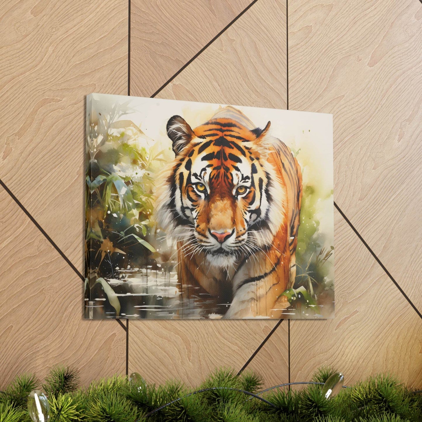 Watercolor Tiger In Nature Art Canvas Gallery Wraps Tiger Print Large Canvas Art Animal Wall Art minimalist Wall Art Lover Gift - Giftsmojo