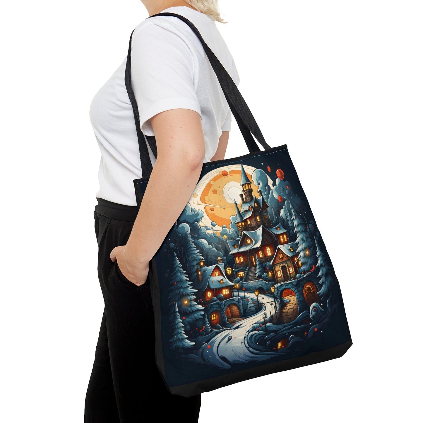 Christmas Bag Cute Christmas Bag - Aesthetic Bag, Christmas Village Bag, Mom Bag Canvas Bag Christmas Tote Bag Gift