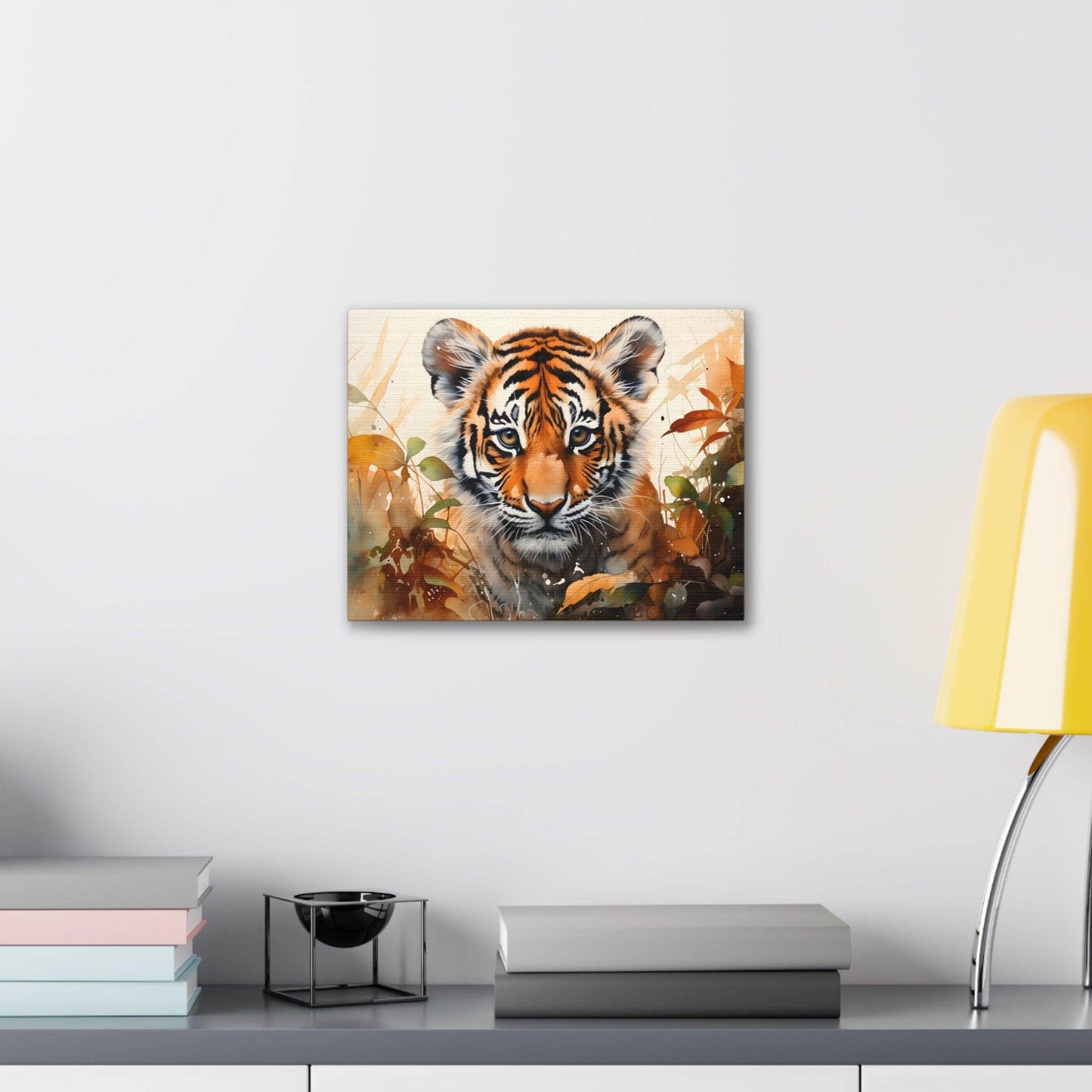 Watercolor Baby Tiger In Nature Art Canvas Gallery Wraps Tiger Print Large Canvas Art Animal Wall Art minimalist Wall Art Lover Gift - Giftsmojo