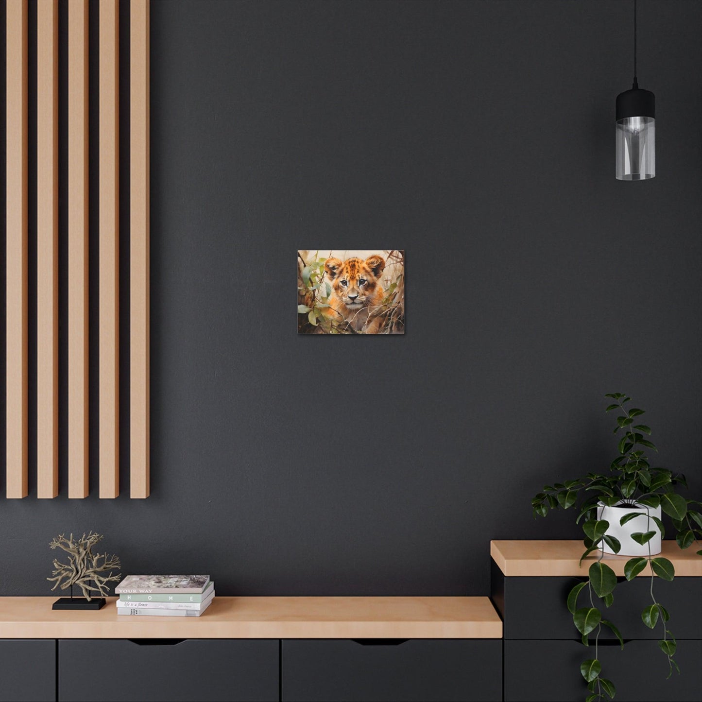 Watercolor Baby Lion In Nature Art Canvas Gallery Wraps Baby Lion Print Large Canvas Art Animal Wall Art minimalist Wall Art Lover Gift - Giftsmojo