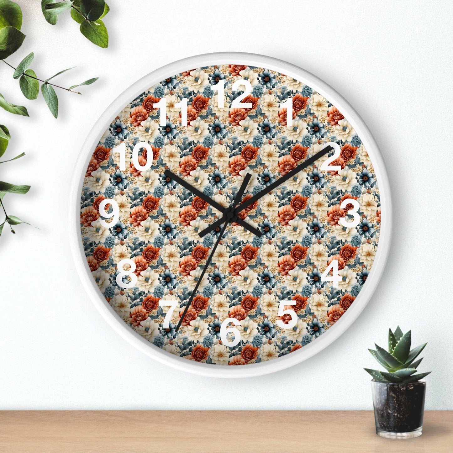 Vintage Flower Wall Clock Floral Wall Clock Kids Room Home Decor New Home House Warming Gift New Home Owner,