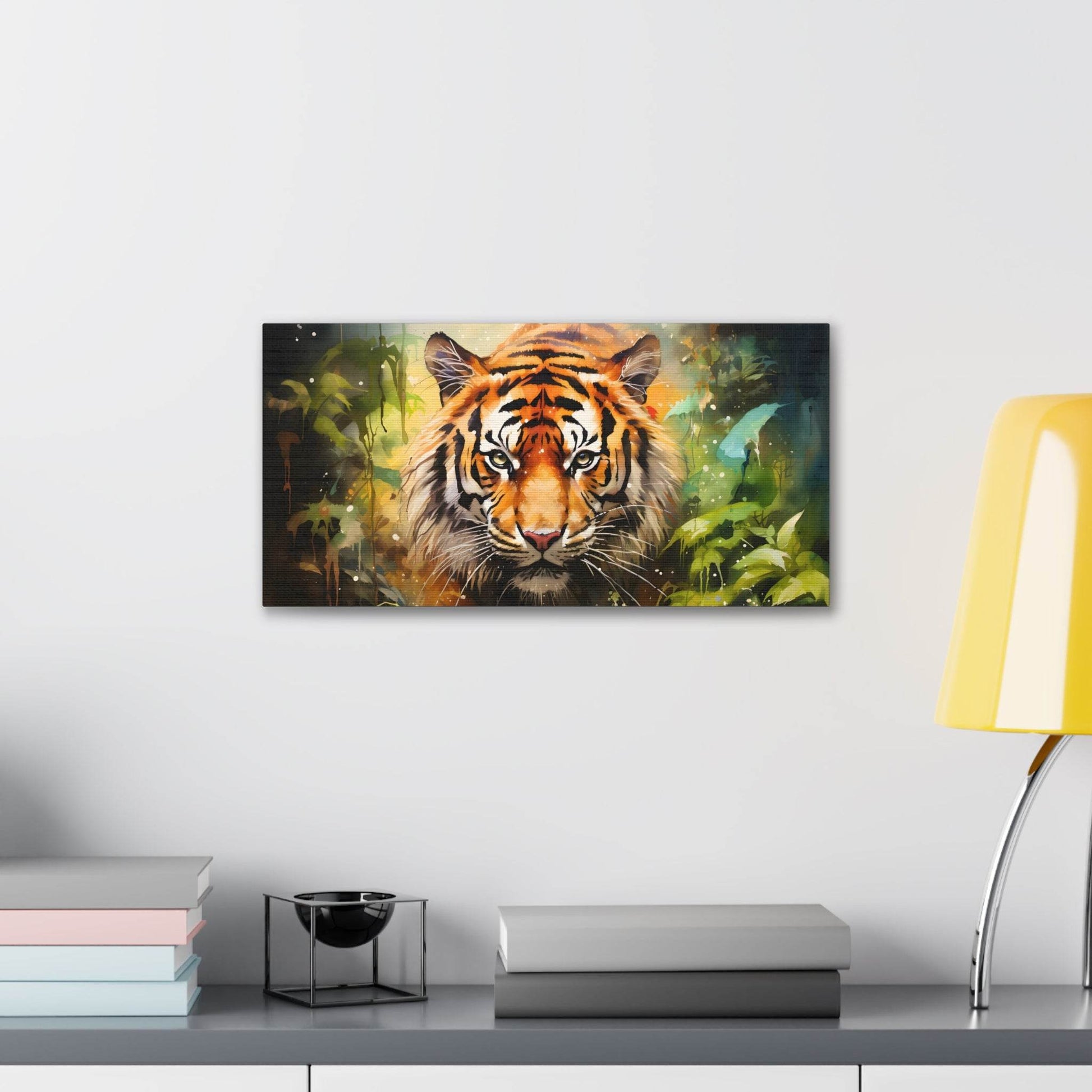 Watercolor Tiger In Nature Art Canvas Gallery Wraps Tiger Print Large Canvas Art Animal Wall Art minimalist Wall Art Lover Gift - Giftsmojo