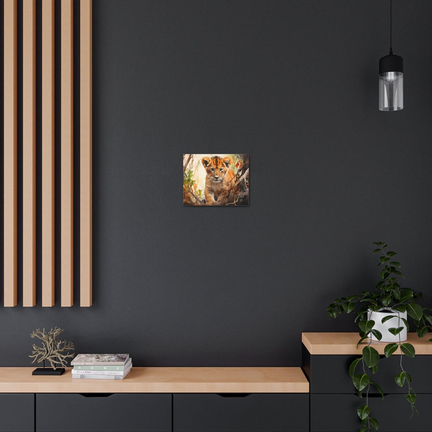 Watercolor Baby Lion In Nature Art Canvas Gallery Wraps Baby Lion Print Large Canvas Art Animal Wall Art minimalist Wall Art Lover Gift - Giftsmojo