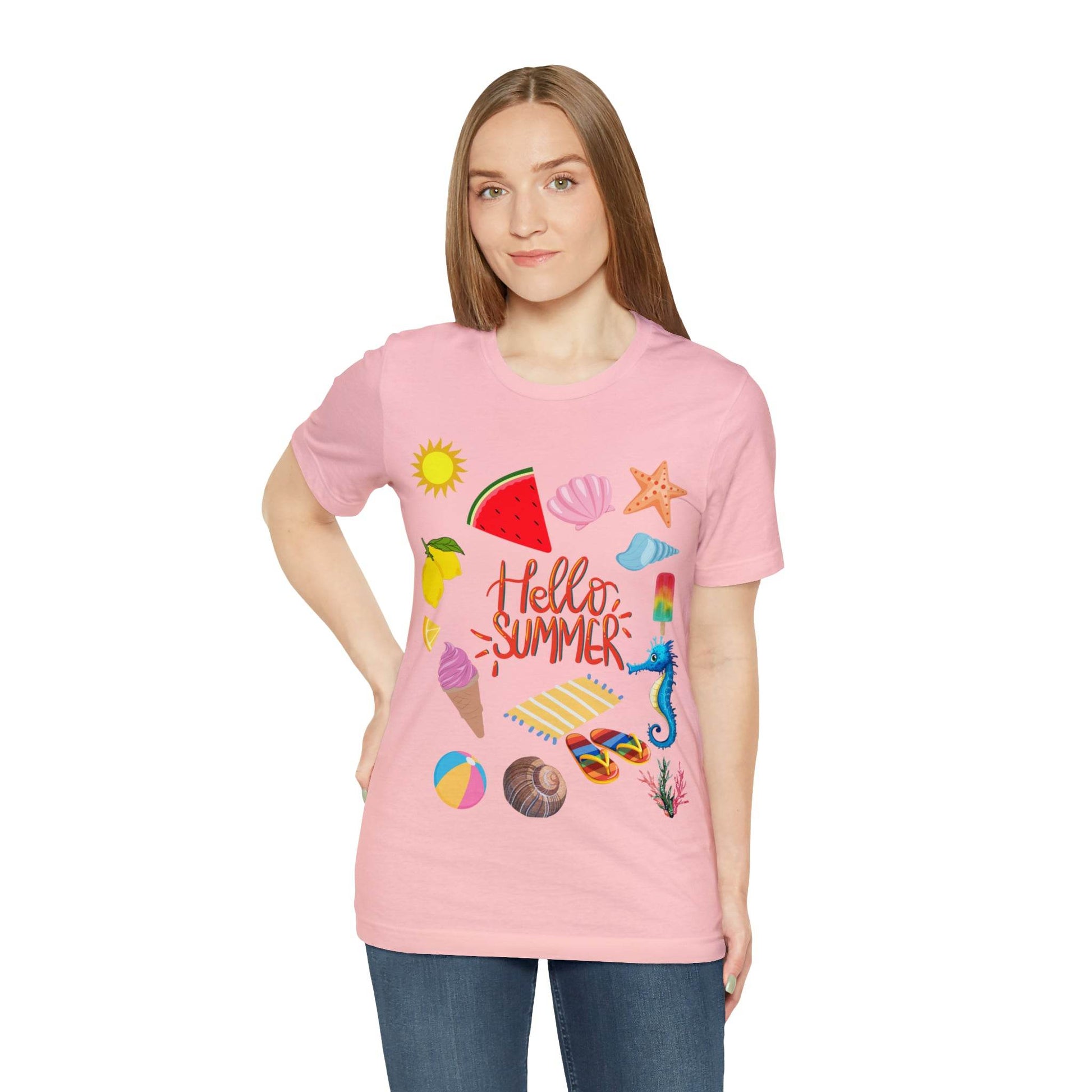 Hello Summer shirt, Summer shirts for women and men, Summer Casual Top Tee - Giftsmojo