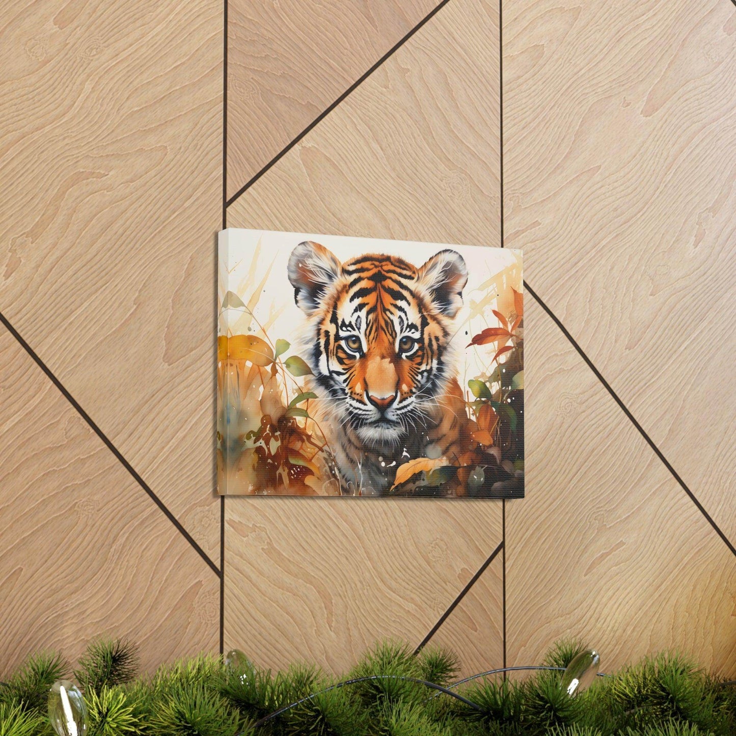 Watercolor Baby Tiger In Nature Art Canvas Gallery Wraps Tiger Print Large Canvas Art Animal Wall Art minimalist Wall Art Lover Gift - Giftsmojo