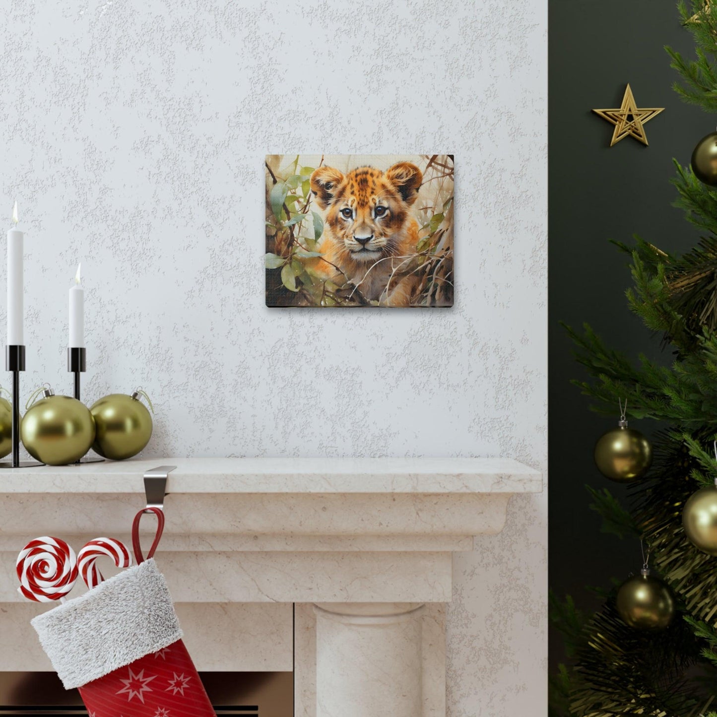 Watercolor Baby Lion In Nature Art Canvas Gallery Wraps Baby Lion Print Large Canvas Art Animal Wall Art minimalist Wall Art Lover Gift - Giftsmojo