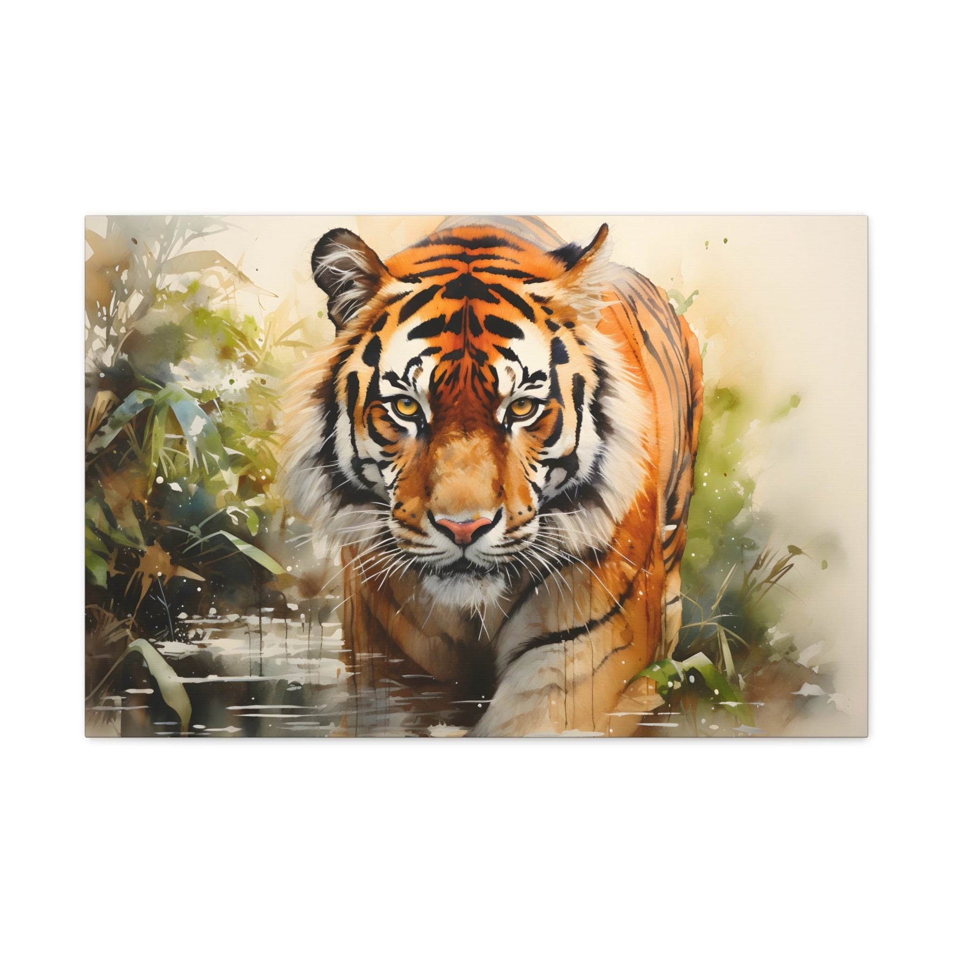 Watercolor Tiger In Nature Art Canvas Gallery Wraps Tiger Print Large Canvas Art Animal Wall Art minimalist Wall Art Lover Gift - Giftsmojo