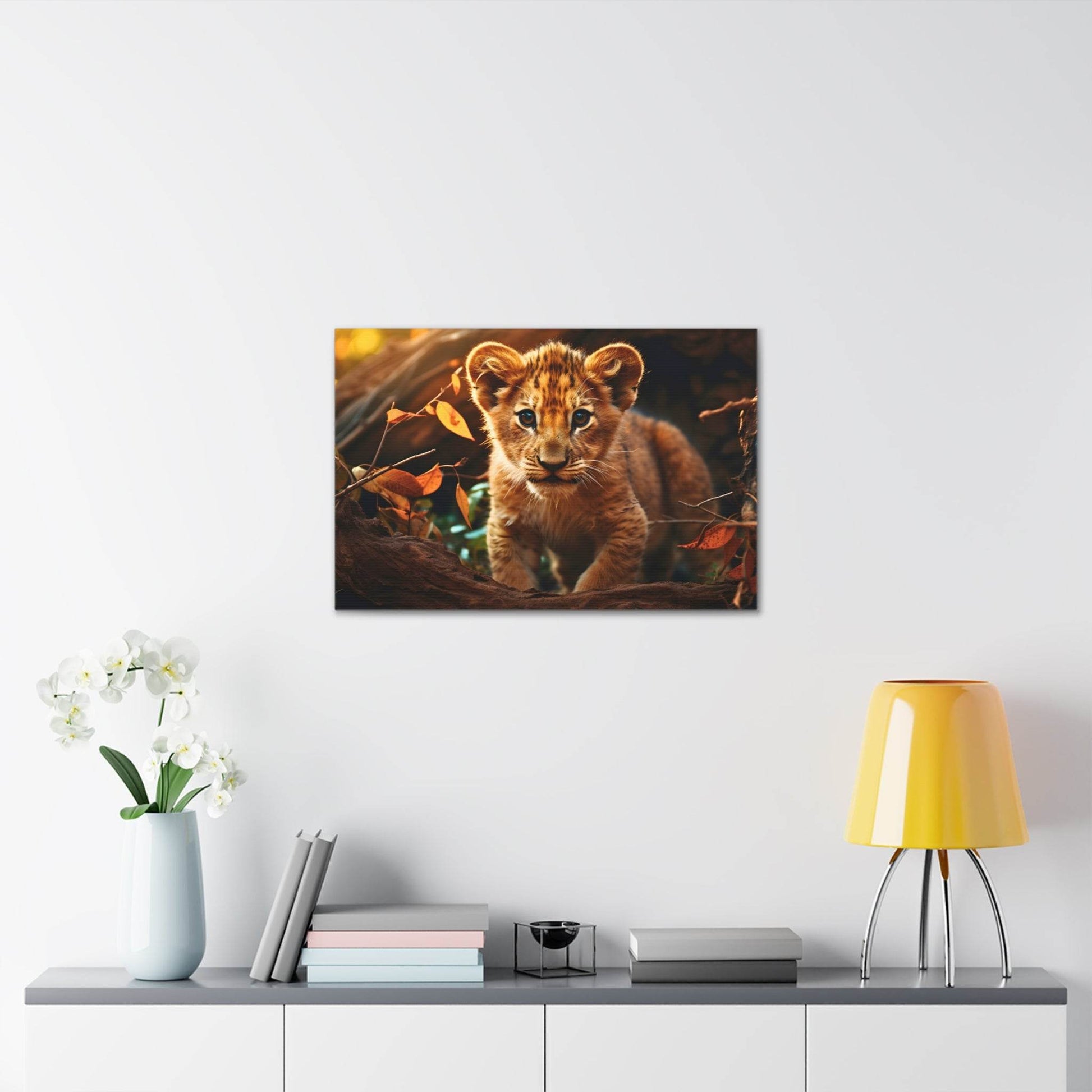 Baby Lion Cub Print Animal Nature Art Safari Nursery Canvas Gallery Wraps Baby Lion Print Large Canvas Art Animal Wall Art Lover Gift - Giftsmojo