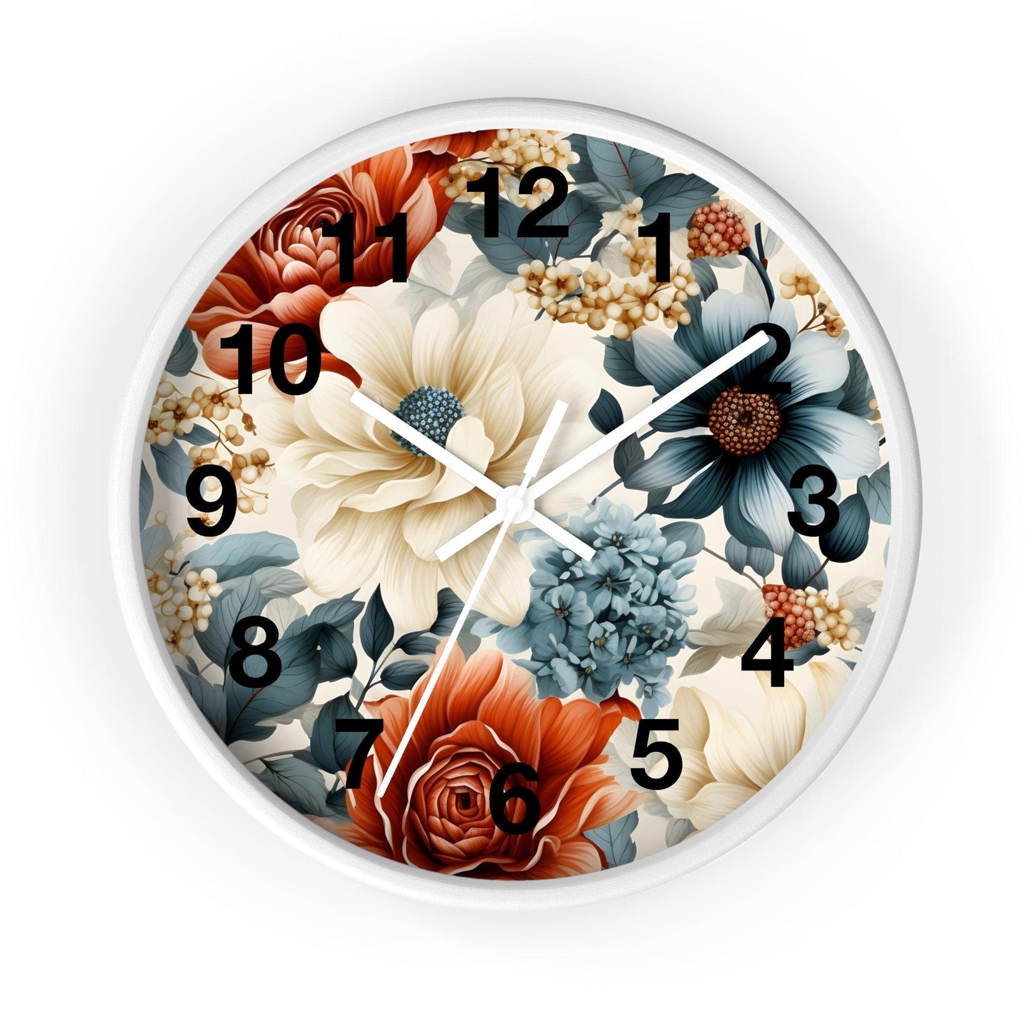 Flower Wall Clock Floral Wall Clock Kids Room Home Decor New Home House Warming Gift New Home Owner, Dorm Room Clock Collage Student Clock