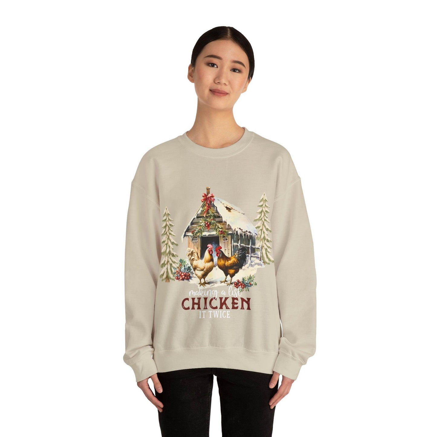 Making A List Chicken It Twice Christmas Sweatshirt Christmas on The Farm Sweatshirt Christmas Farm Sweatshirt Christmas Sweater Trendy Christmas Shirt Farmers - Giftsmojo