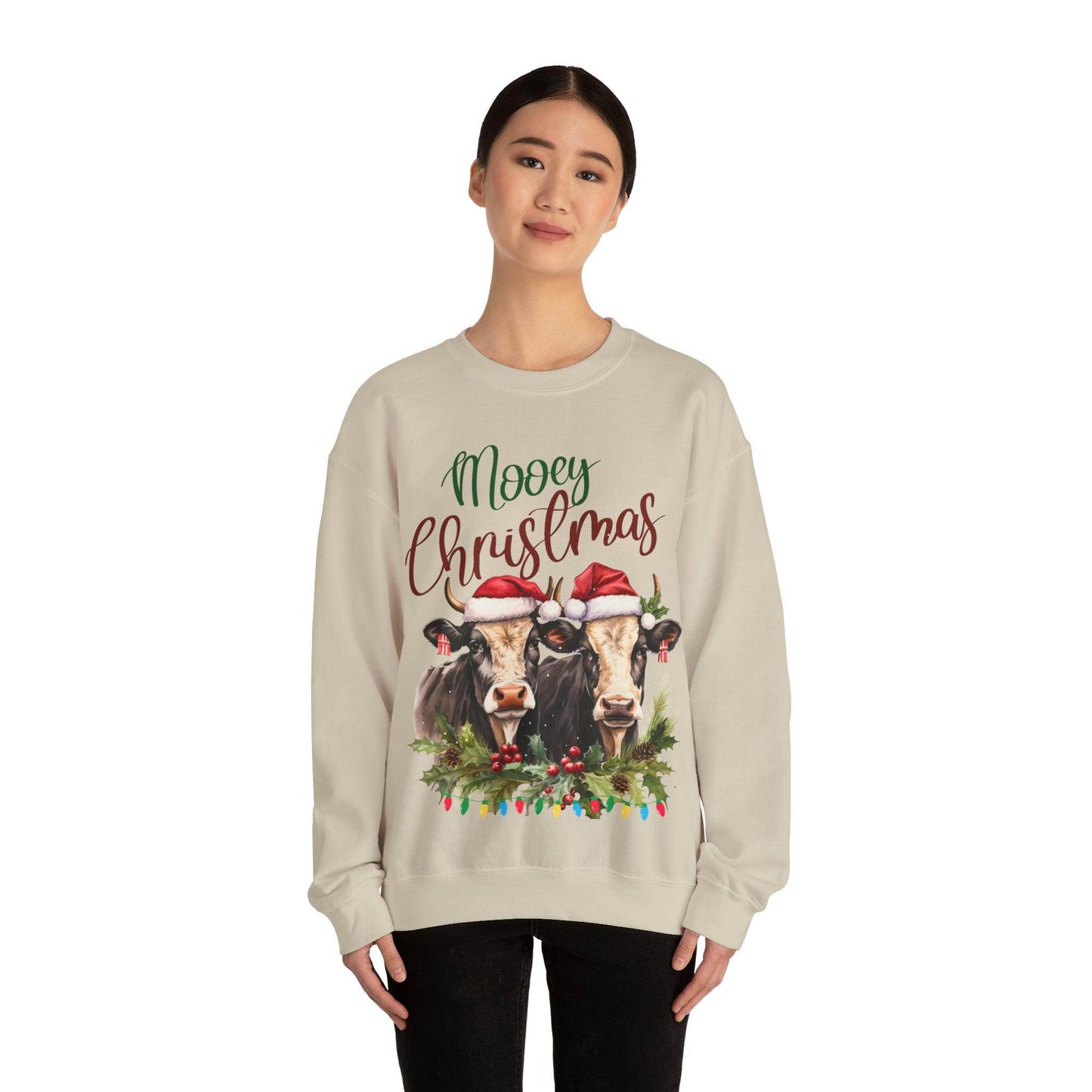Farm Christmas Sweatshirt Christmas on The Farm Sweatshirt Mooey Christmas Sweatshirt - Giftsmojo