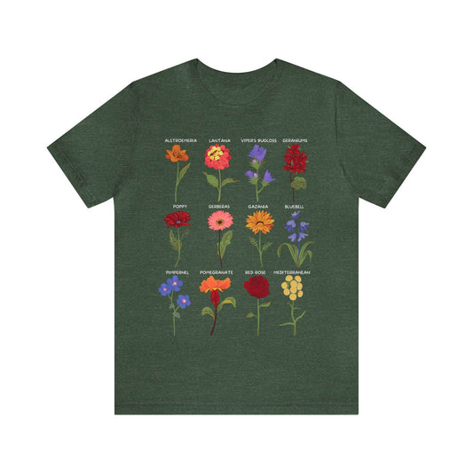 Wildflower Tshirt, Flower Shirt, Types of Flowers Shirt, Floral Tshirt, Gift for Women, Ladies Shirts Best Friend Gift, Plant Mom Nature Tee - Giftsmojo