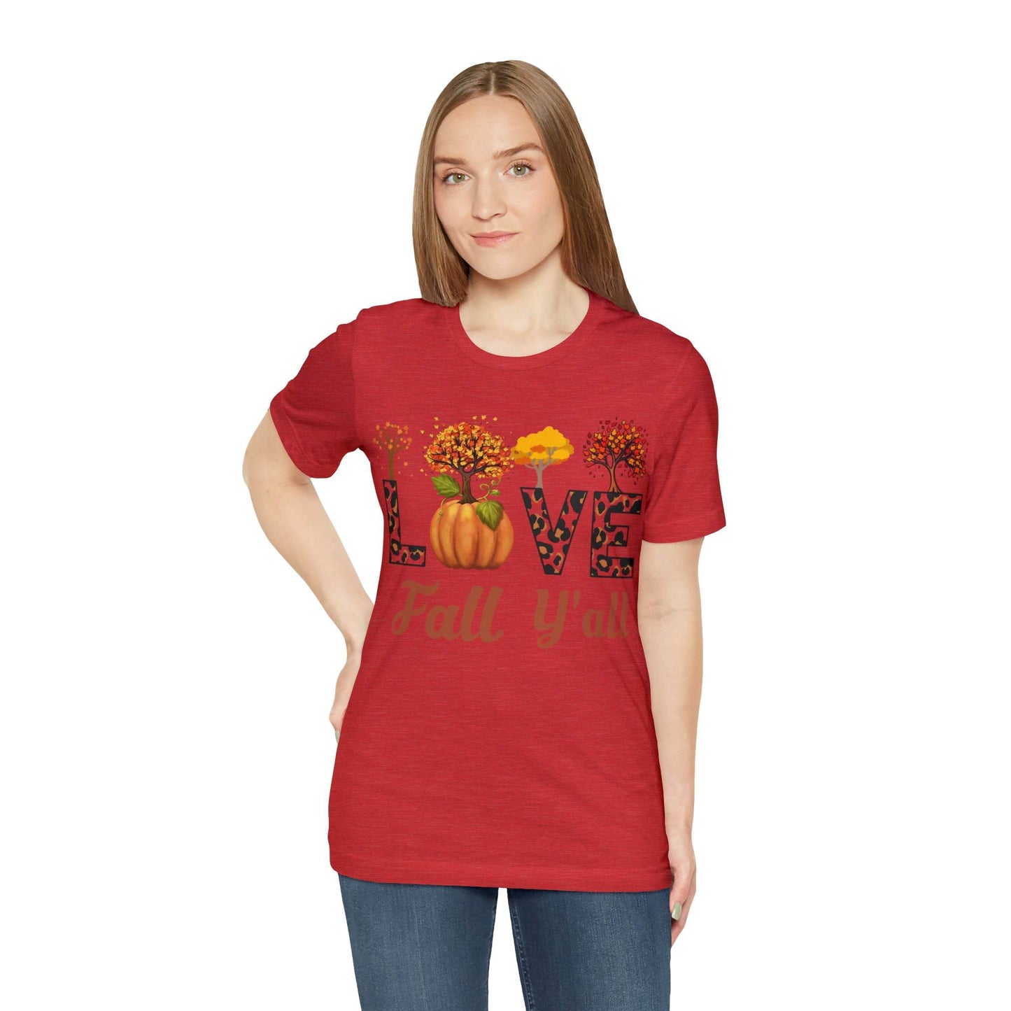 Leopard Print Love Fall Y'all, Fall shirt, Fall lover gift, Nature lover gift. - Giftsmojo