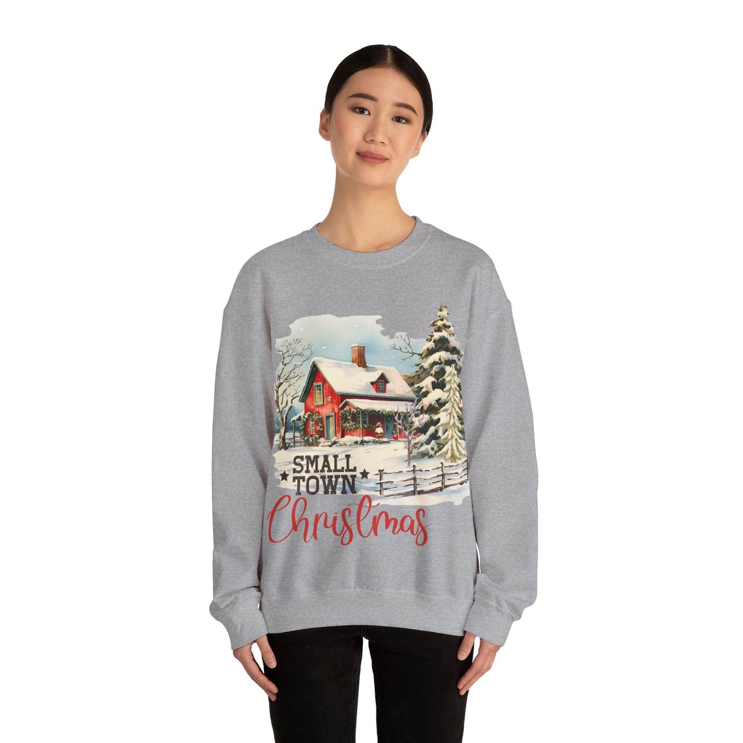 Small Town Christmas Sweatshirt Christmas on The Farm Sweatshirt Mooey Christmas Farm Sweatshirt Christmas Sweater Trendy Christmas Shirt Farmers - Giftsmojo