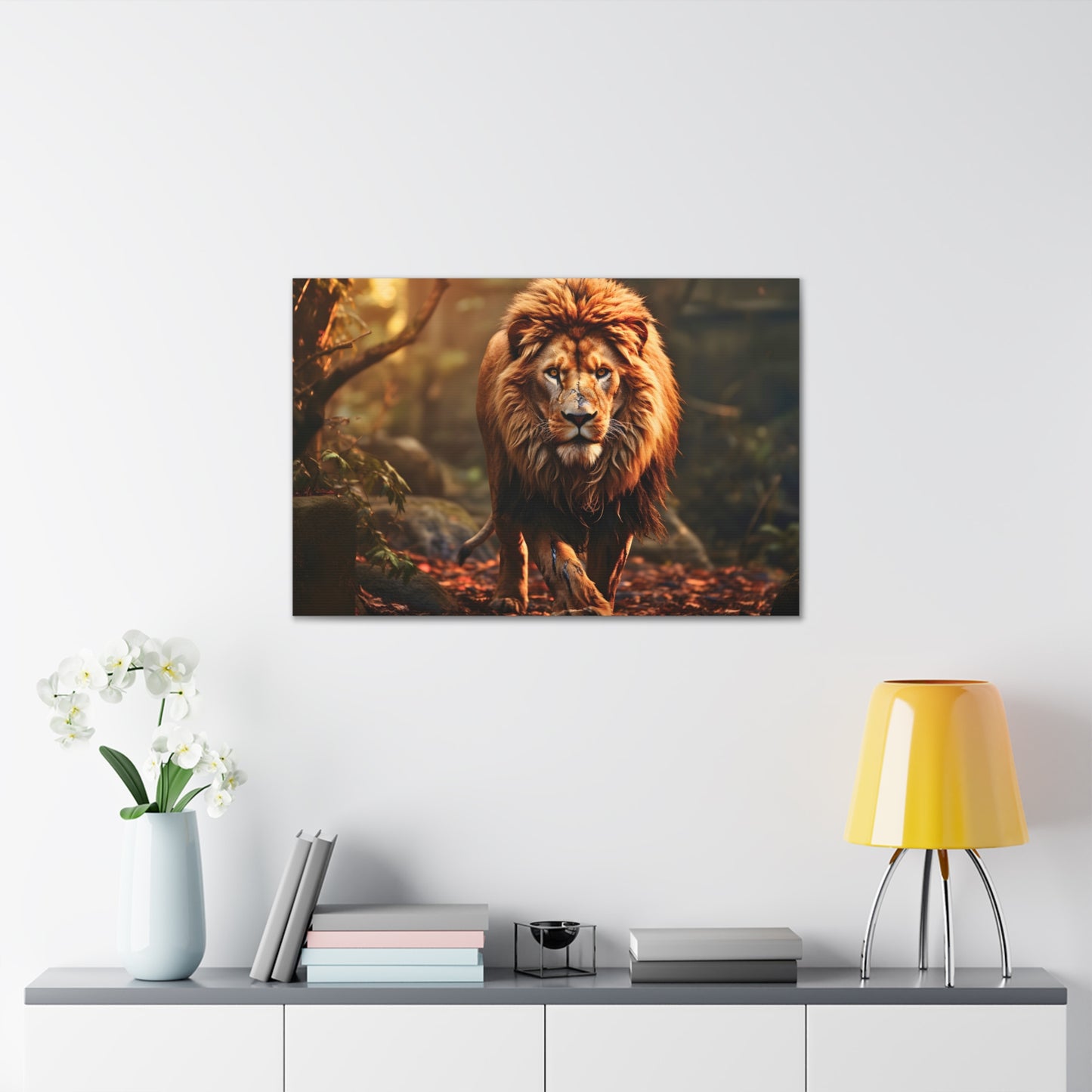 Wounded Lion In Nature Art Canvas Gallery Wraps Lion Print Large Canvas Art Animal Wall Art minimalist Wall Art Lover Gift