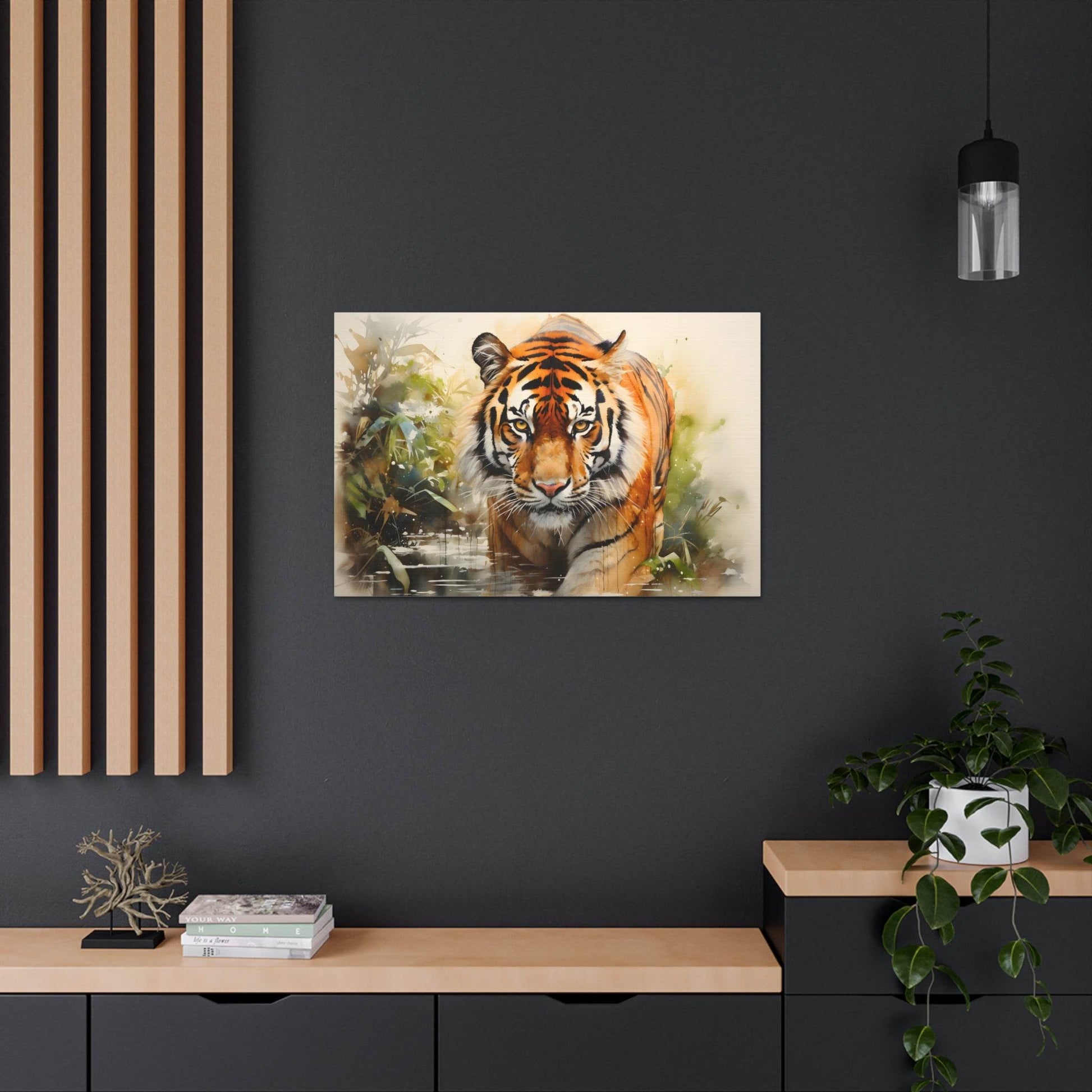 Watercolor Tiger In Nature Art Canvas Gallery Wraps Tiger Print Large Canvas Art Animal Wall Art minimalist Wall Art Lover Gift - Giftsmojo